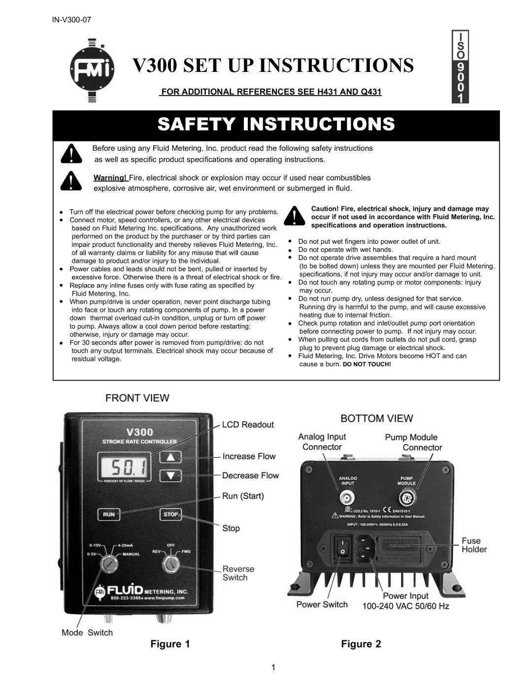 FMI specifications V300 SET UP Instructions 