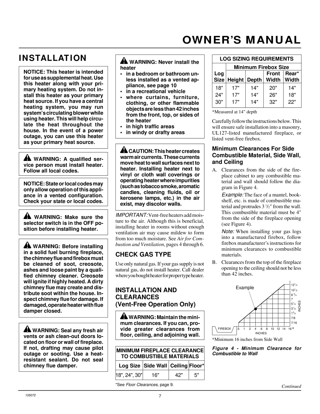 FMI VFN18R, VFN24R, VFN30R installation manual Installation, Check GAS Type 