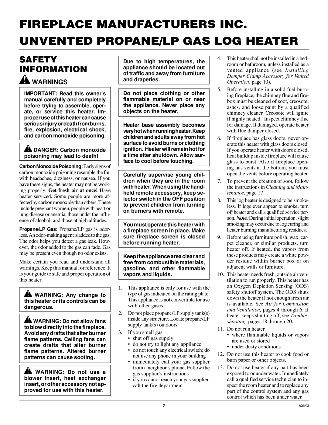 FMI VFP18R, VFP30R, VFP24R installation manual Safety Information 