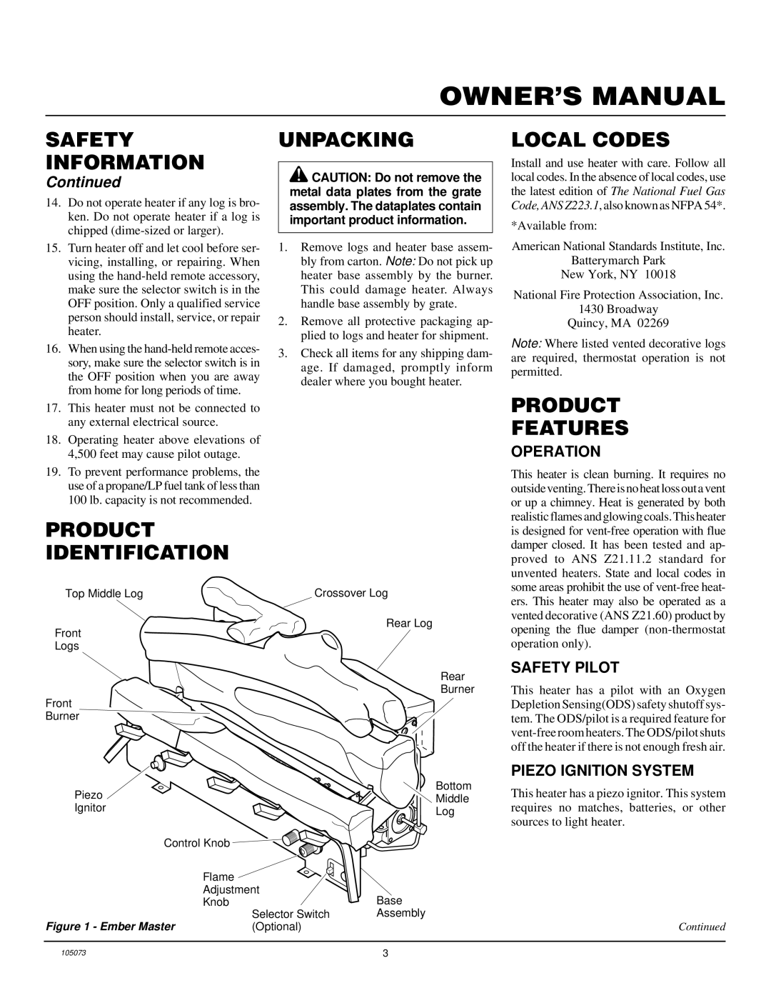 FMI VFP30R, VFP24R, VFP18R installation manual Unpacking Local Codes, Product Identification, Product Features 