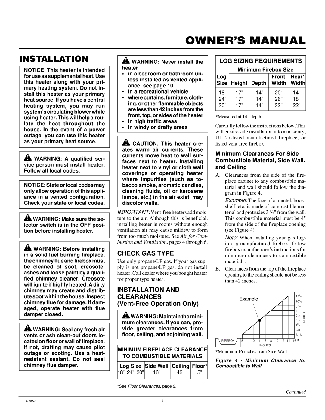 FMI VFP24R, VFP30R, VFP18R installation manual Installation, Check GAS Type 