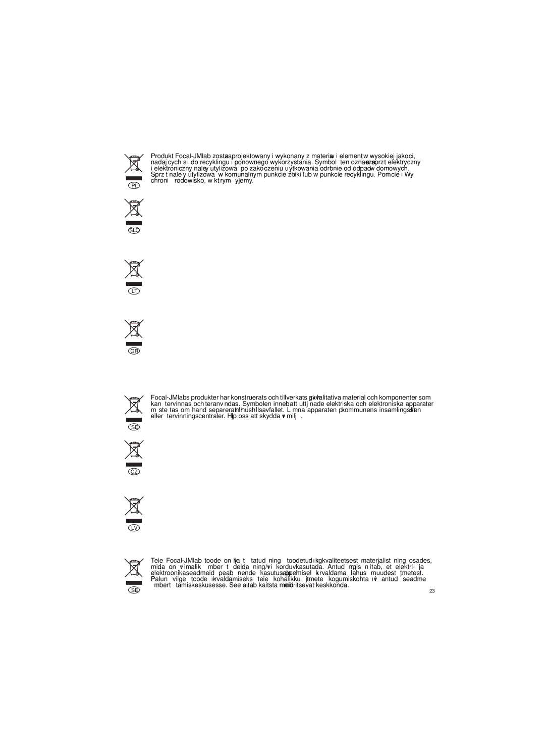 Focal 1000 Be specifications Slo 