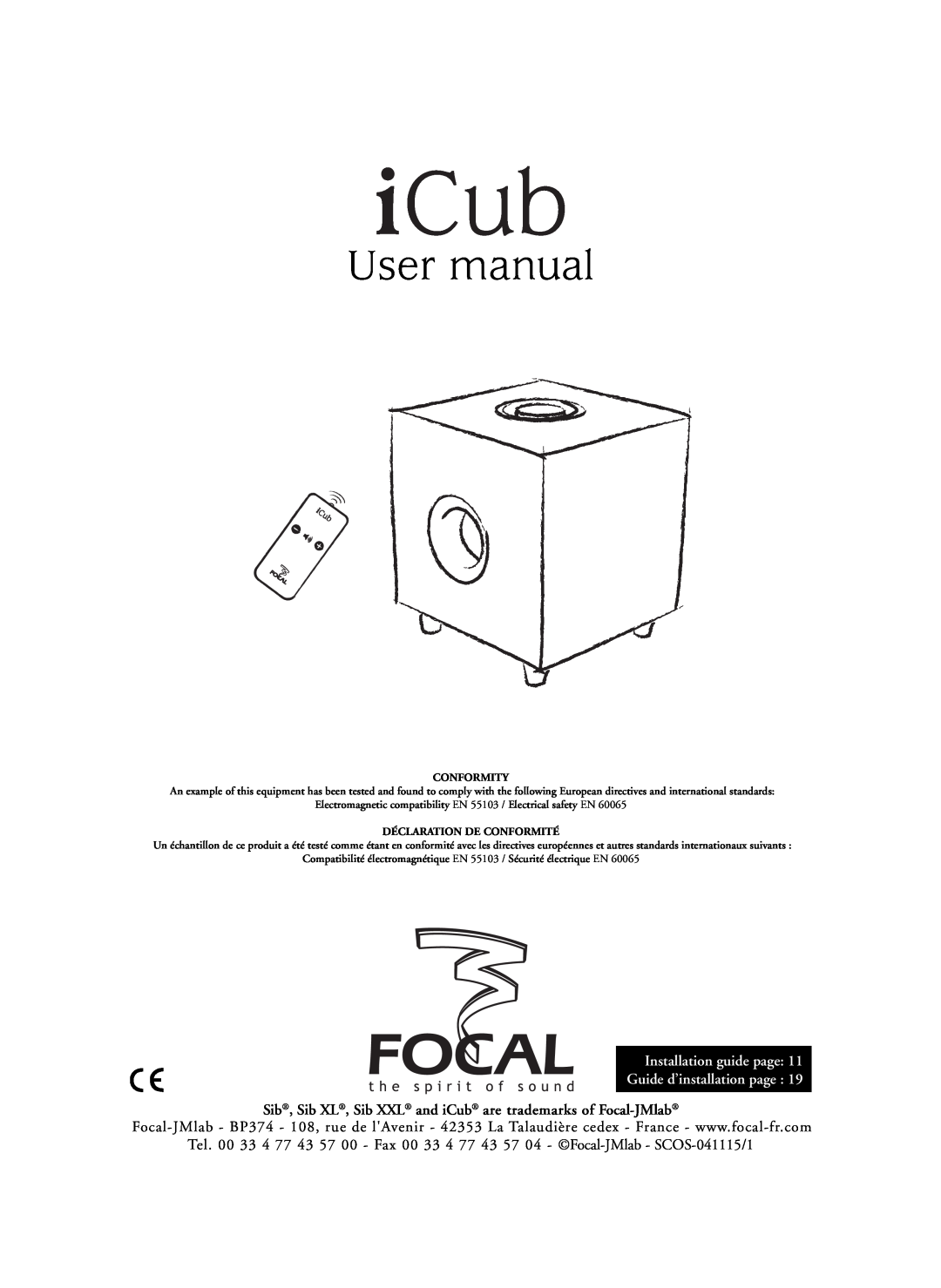 Focal SIB XXL, Sib XL user manual Installation guide page, Guide d’installation page 