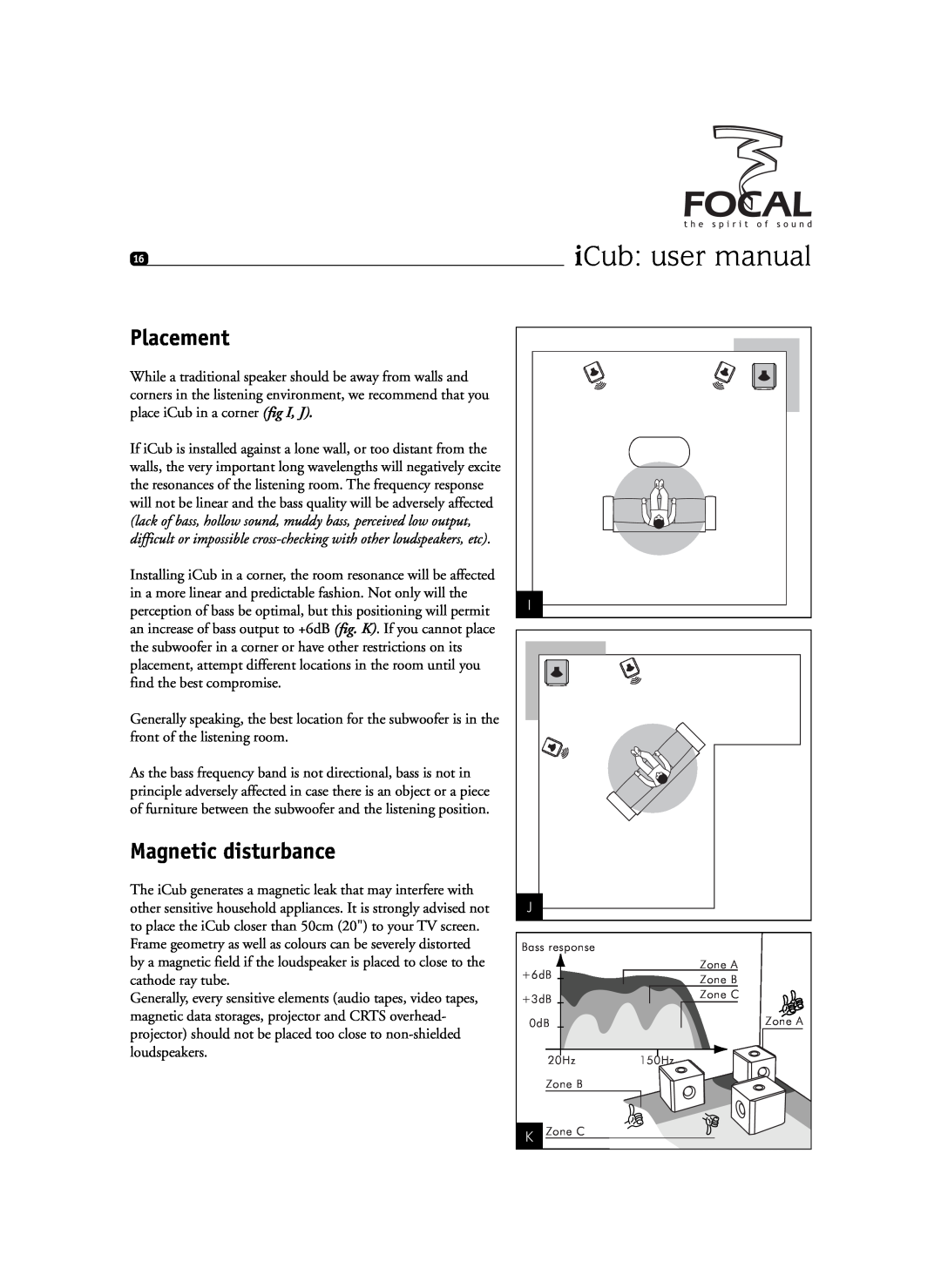 Focal SIB XXL, Sib XL user manual Placement, Magnetic disturbance 