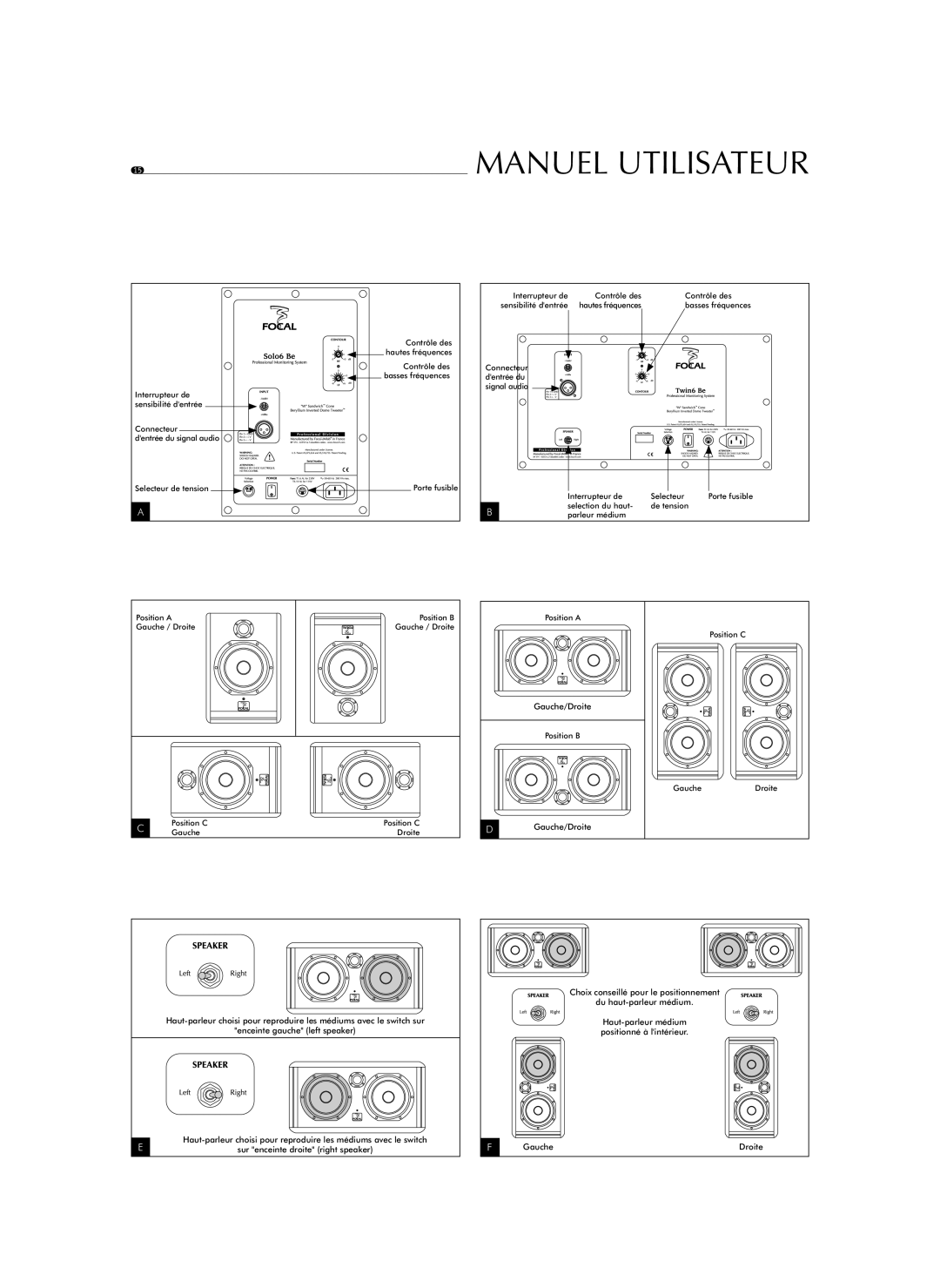 Focal Solo6 Be, Sub6, Twin6 Be user manual Manuel Utilisateur 