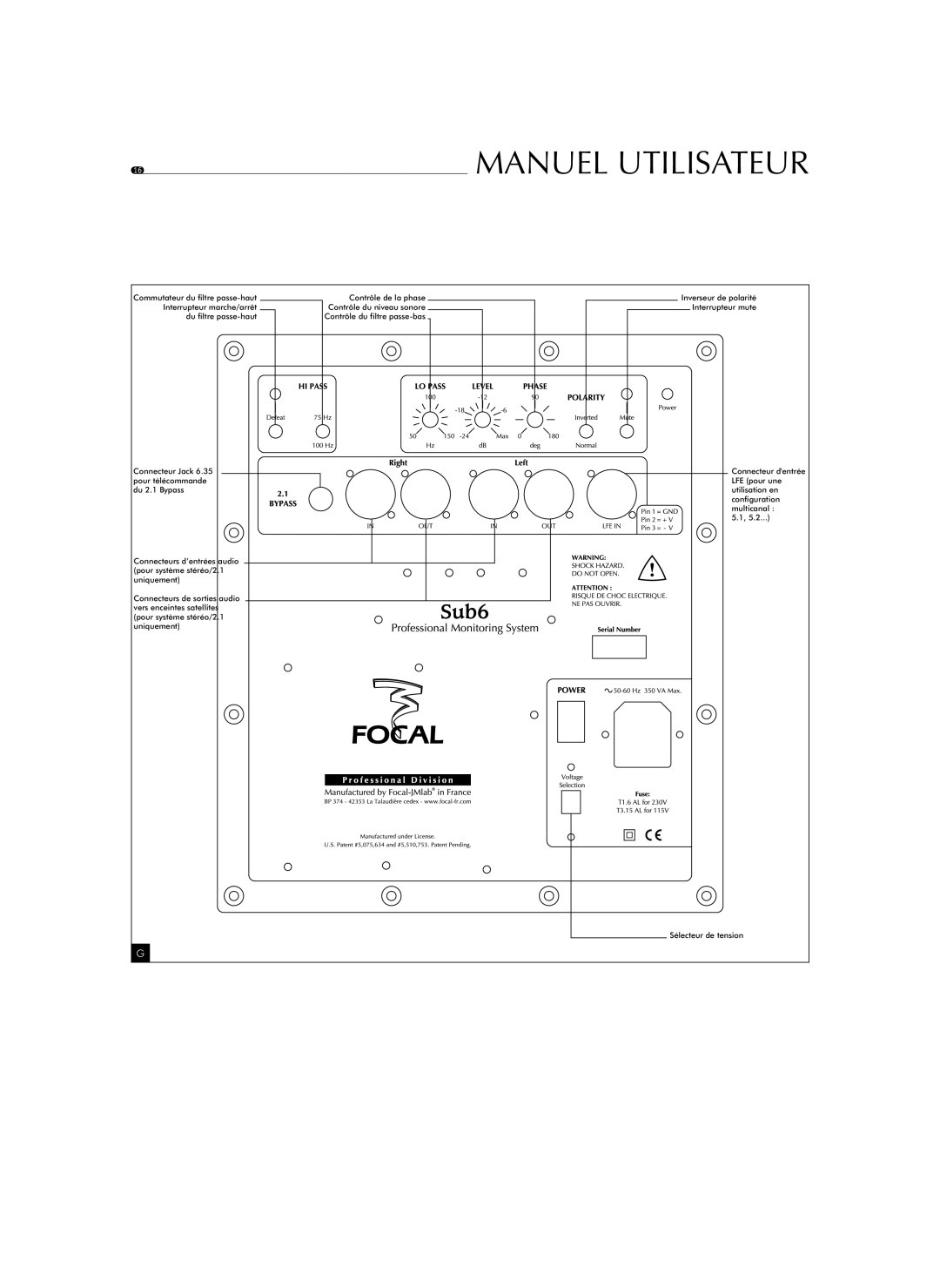 Focal Sub6, Solo6 Be, Twin6 Be user manual Manuel Utilisateur 