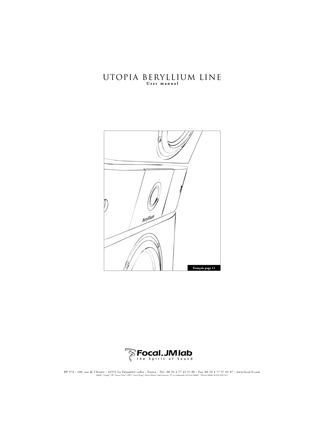 Focal Utopia Beryllium Line user manual 