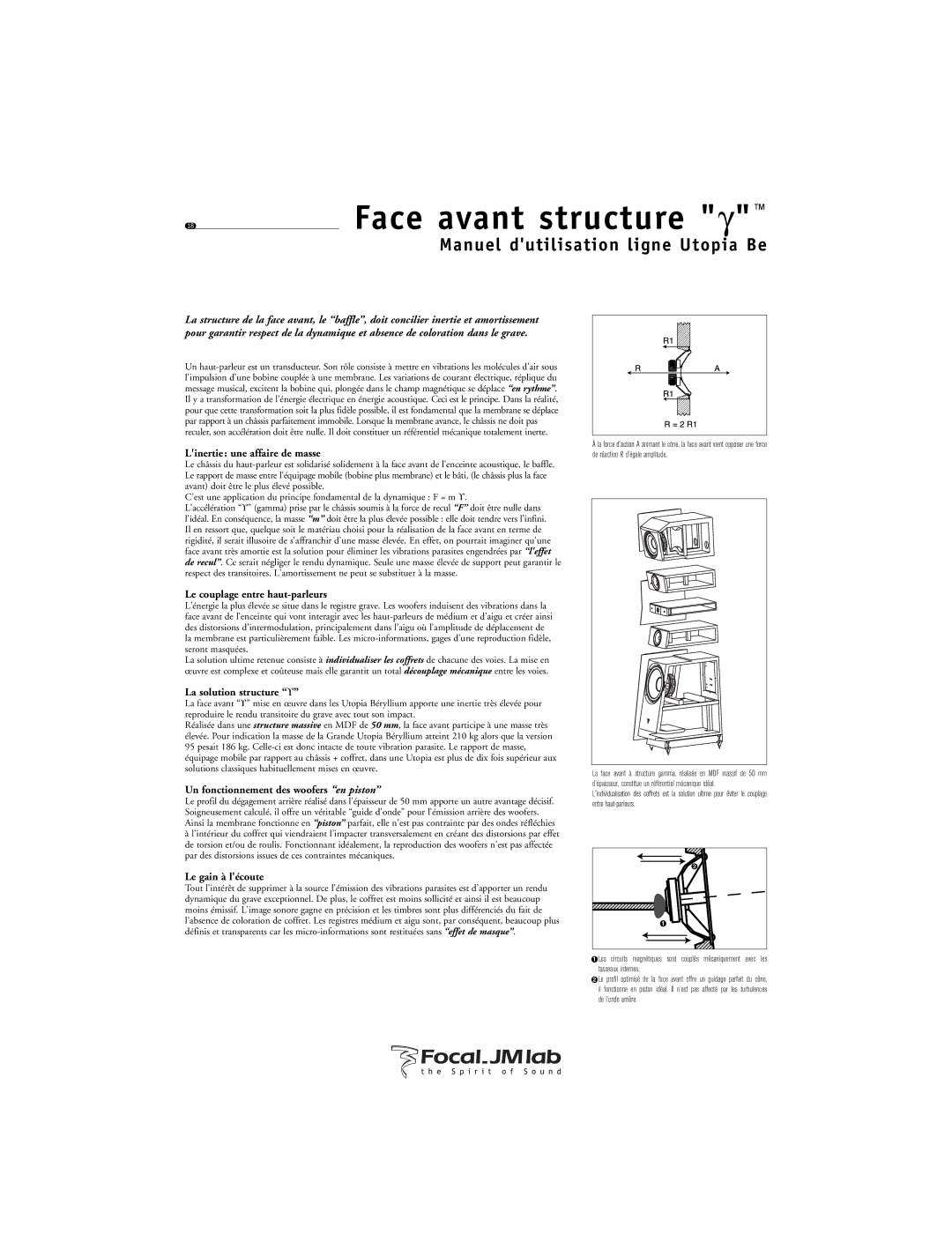 Focal Utopia Beryllium Line user manual 18Face avant structure γ 