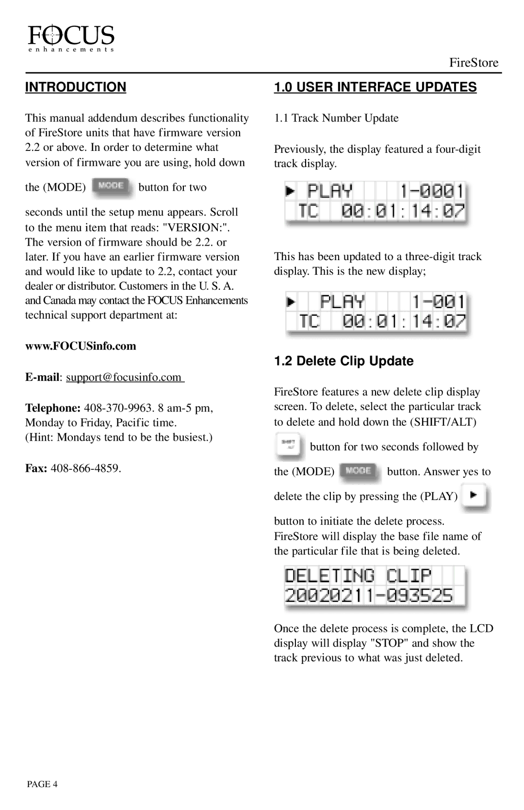 FOCUS Enhancements 2.3 instruction manual Introduction, User Interface Updates, Delete Clip Update 