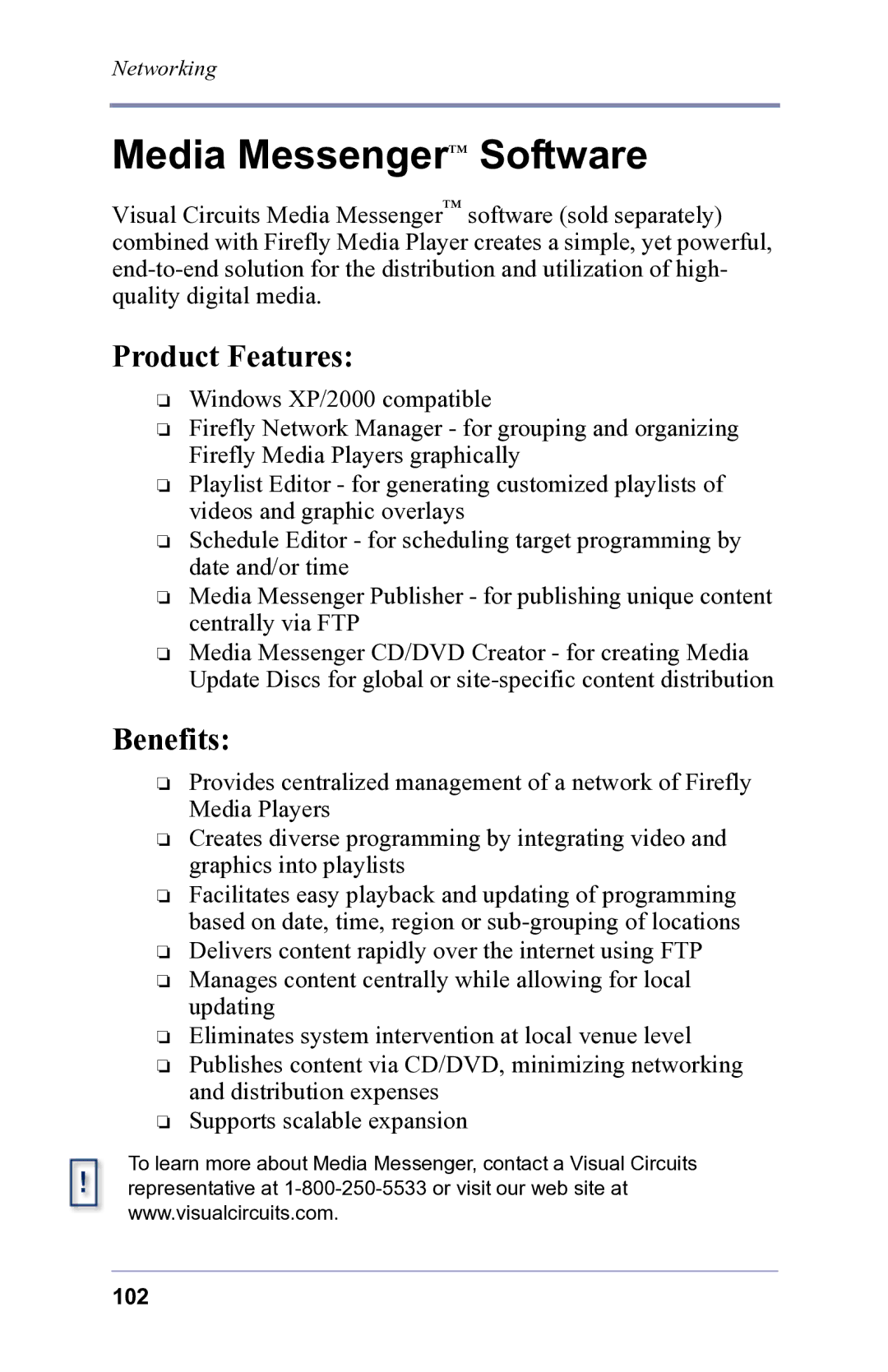 FOCUS Enhancements 3.2 user manual Media Messenger Software, Product Features, Benefits 