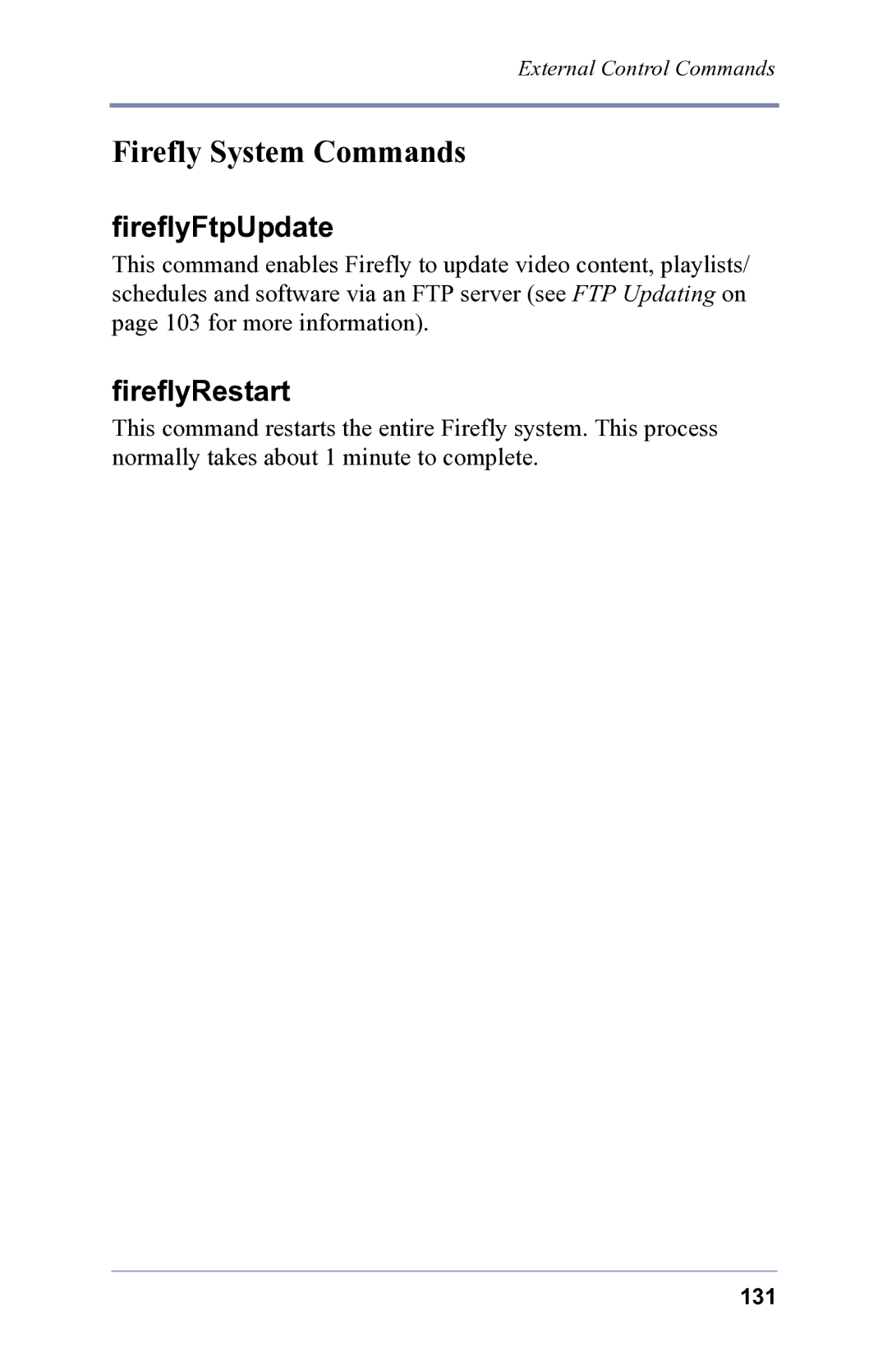 FOCUS Enhancements 3.2 user manual Firefly System Commands, FireflyFtpUpdate 