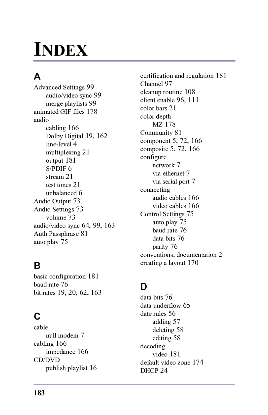 FOCUS Enhancements 3.2 user manual Index, 183 