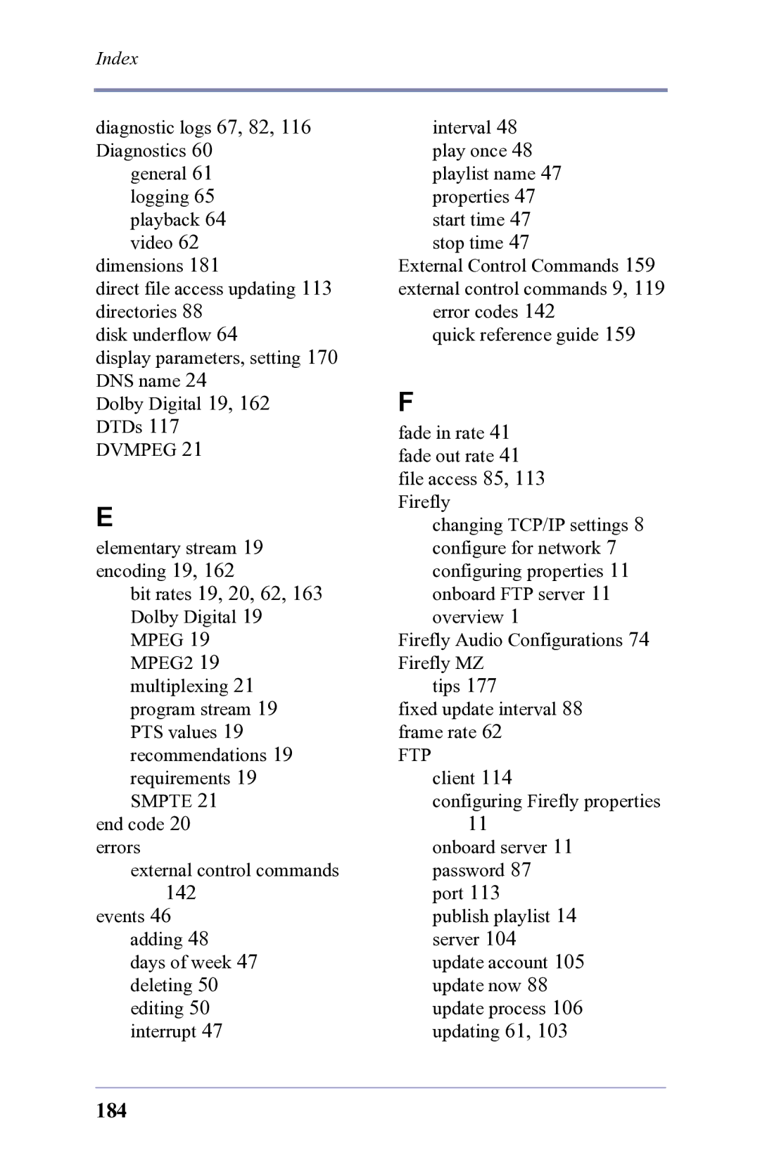 FOCUS Enhancements 3.2 user manual 184, Index 