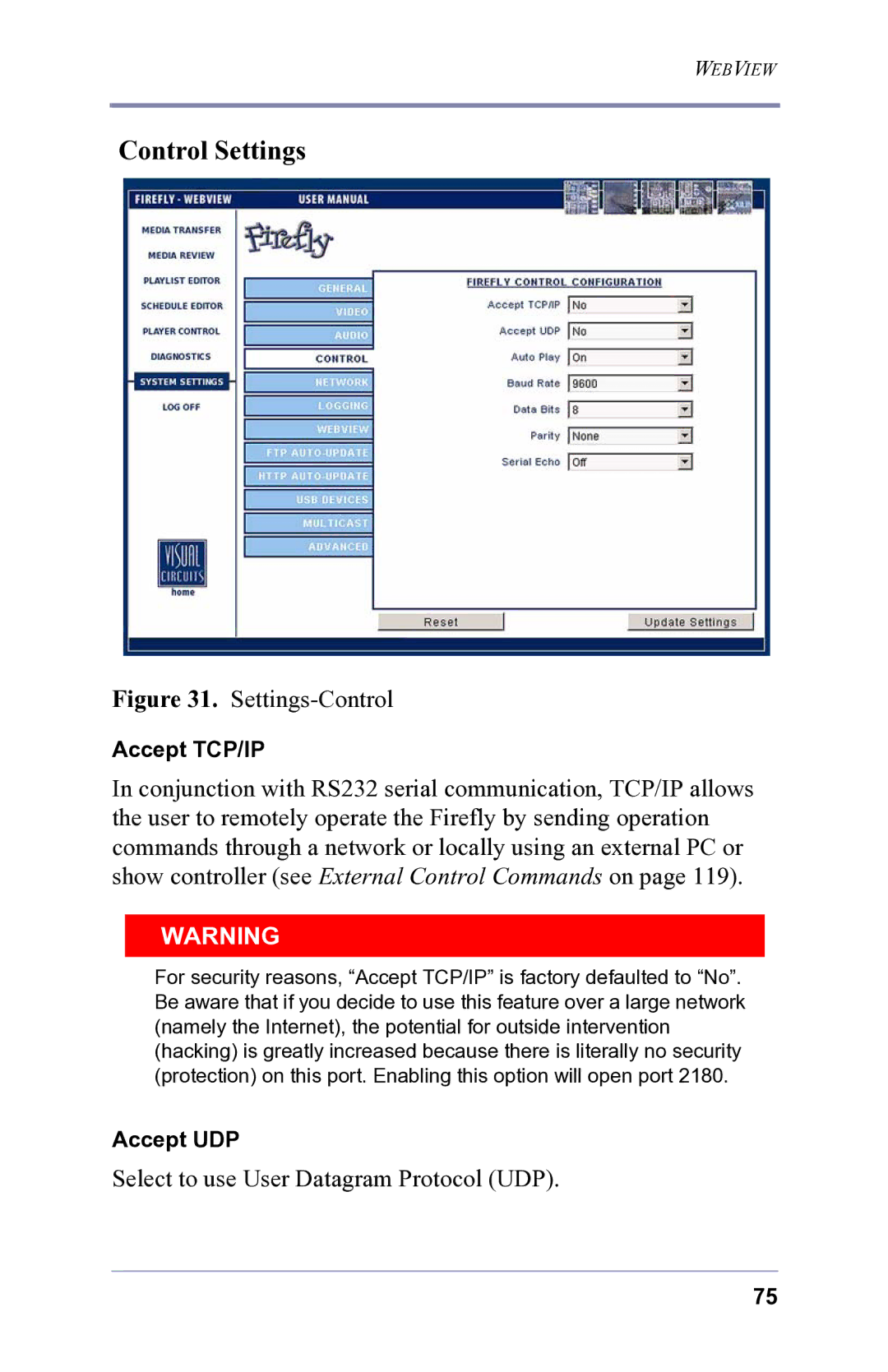 FOCUS Enhancements 3.2 user manual Control Settings, Settings-Control 