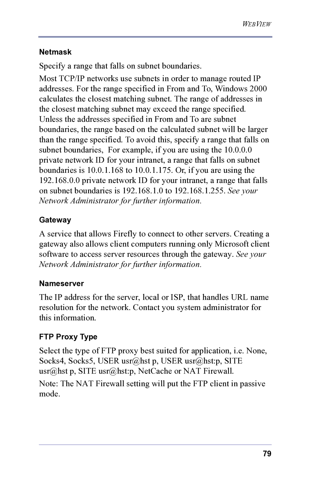 FOCUS Enhancements 3.2 user manual Netmask 