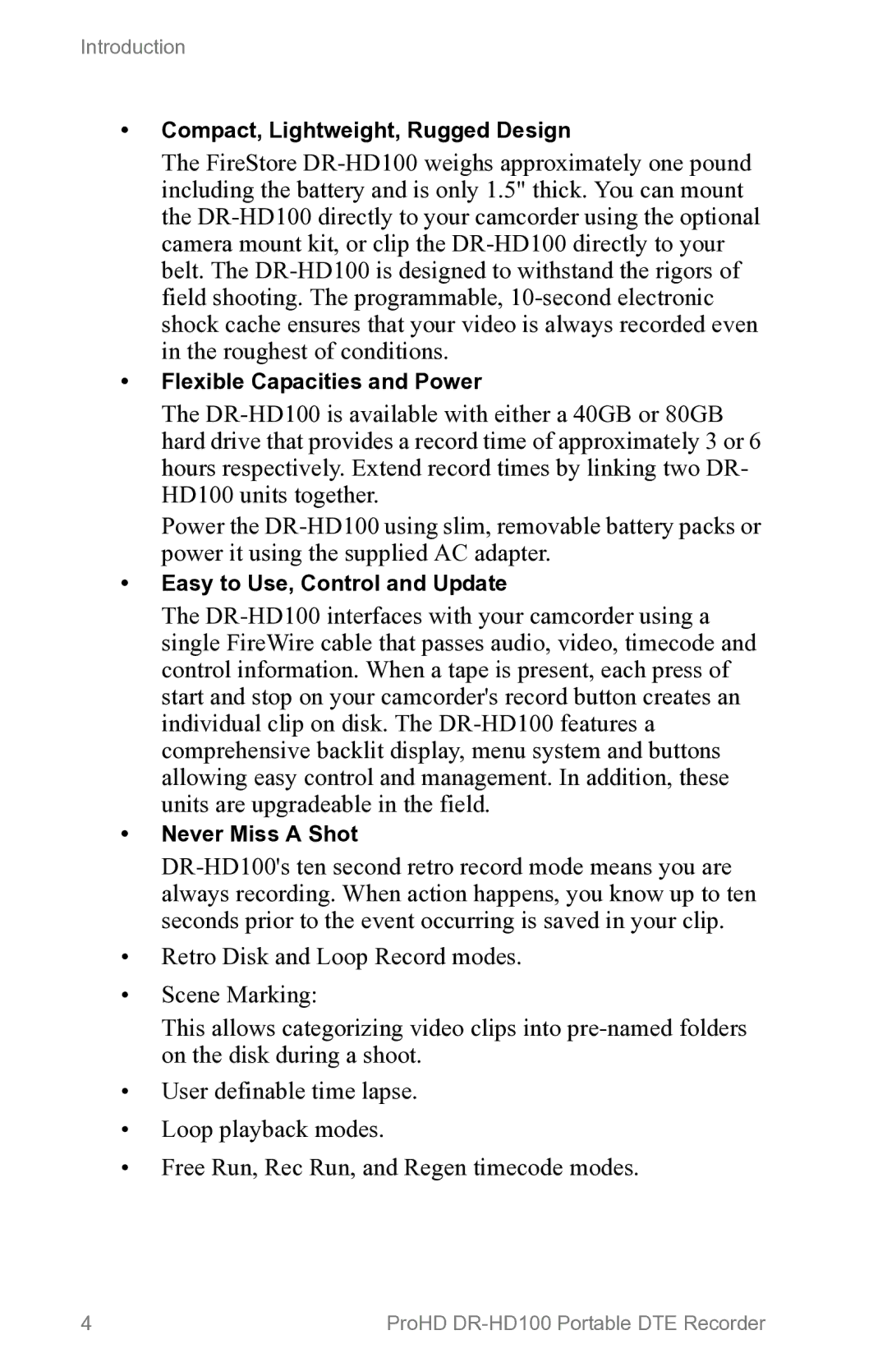 FOCUS Enhancements DR-HD100 manual Compact, Lightweight, Rugged Design 