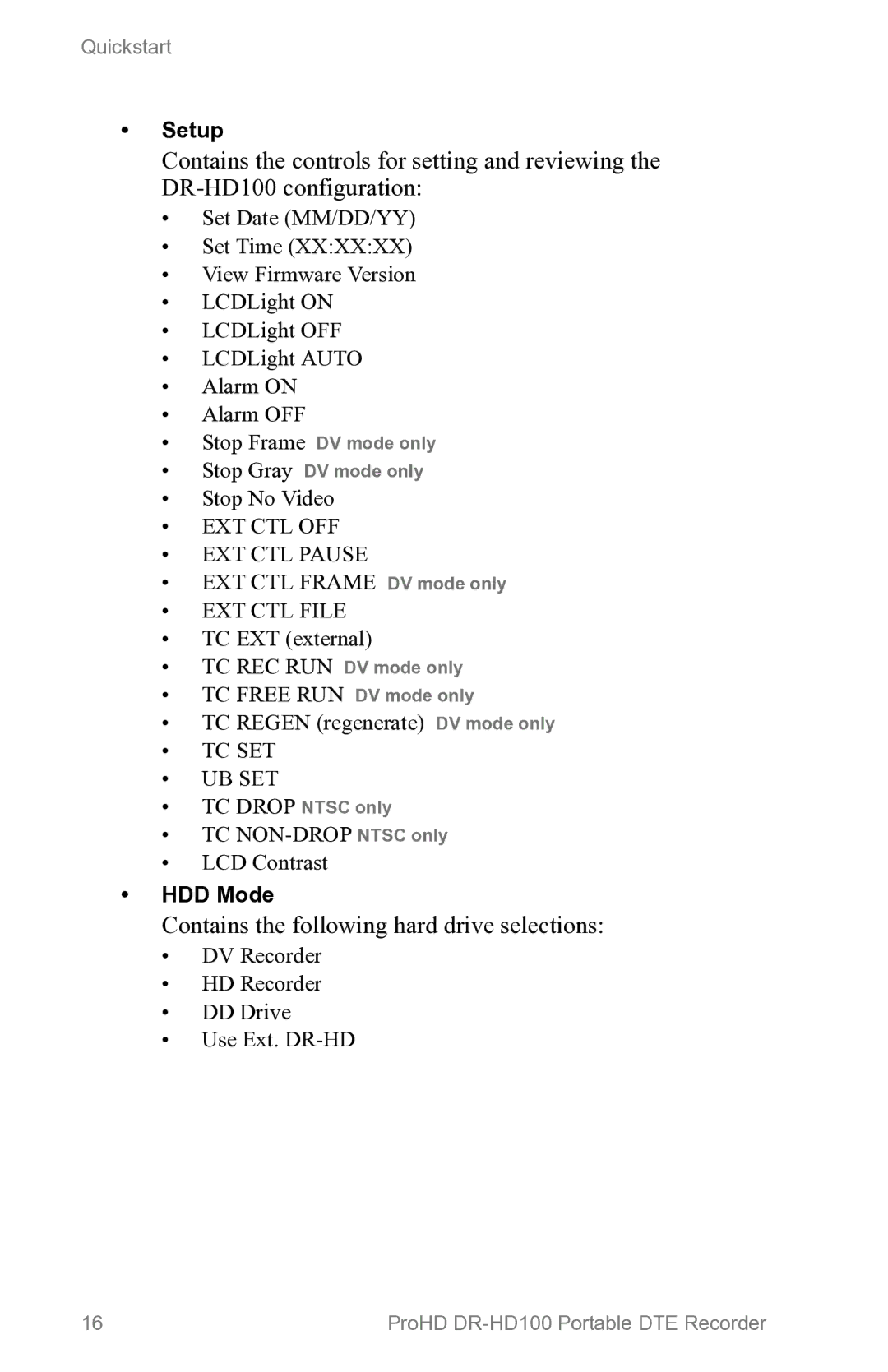 FOCUS Enhancements DR-HD100 manual Contains the following hard drive selections, EXT CTL File 