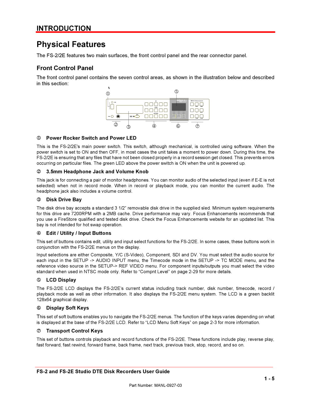 FOCUS Enhancements FS-2/2E manual Physical Features 