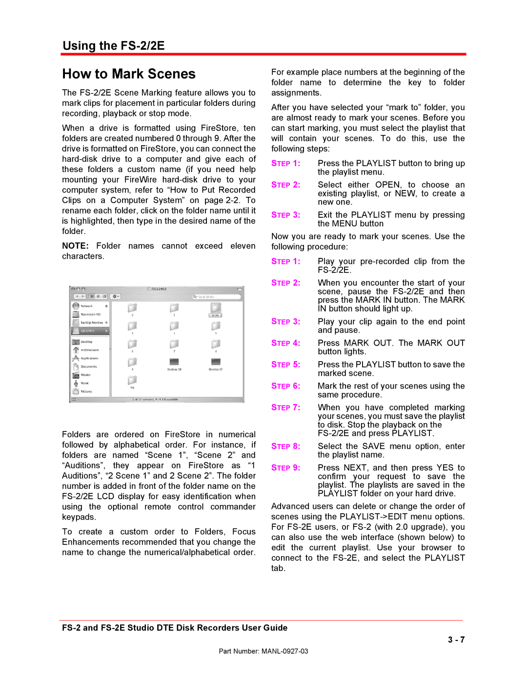 FOCUS Enhancements FS-2/2E manual How to Mark Scenes 