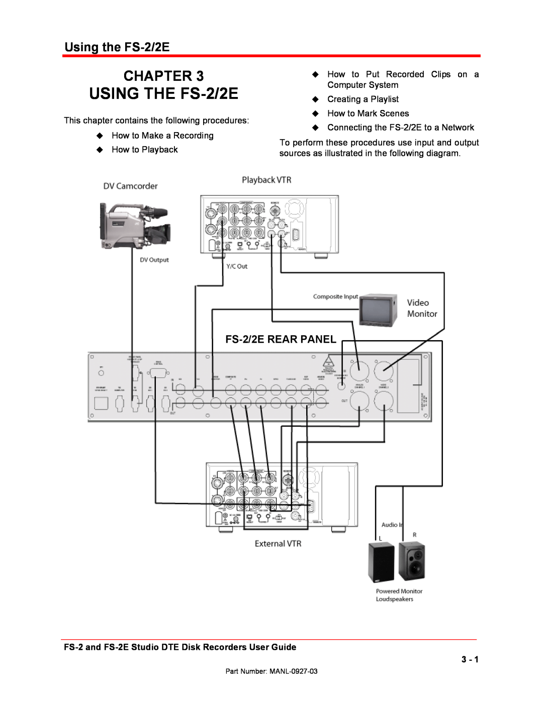 FOCUS Enhancements manual USING THE FS-2/2E, Using the FS-2/2E, FS-2/2EREAR PANEL, Chapter 