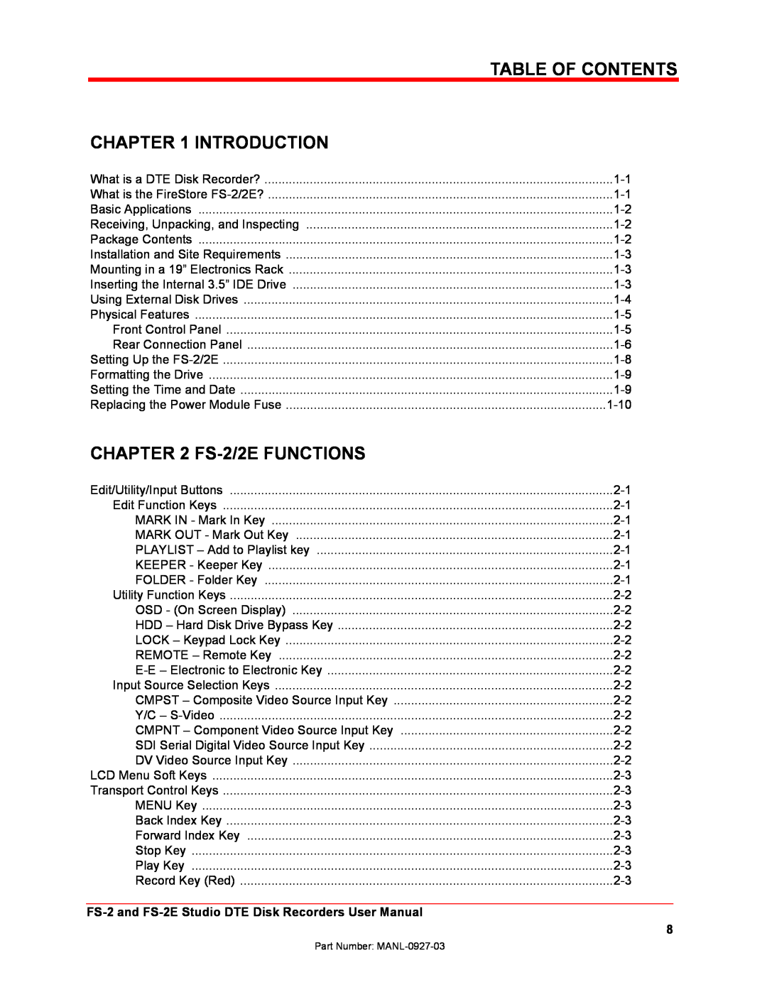 FOCUS Enhancements manual Table Of Contents Introduction, FS-2/2EFUNCTIONS 