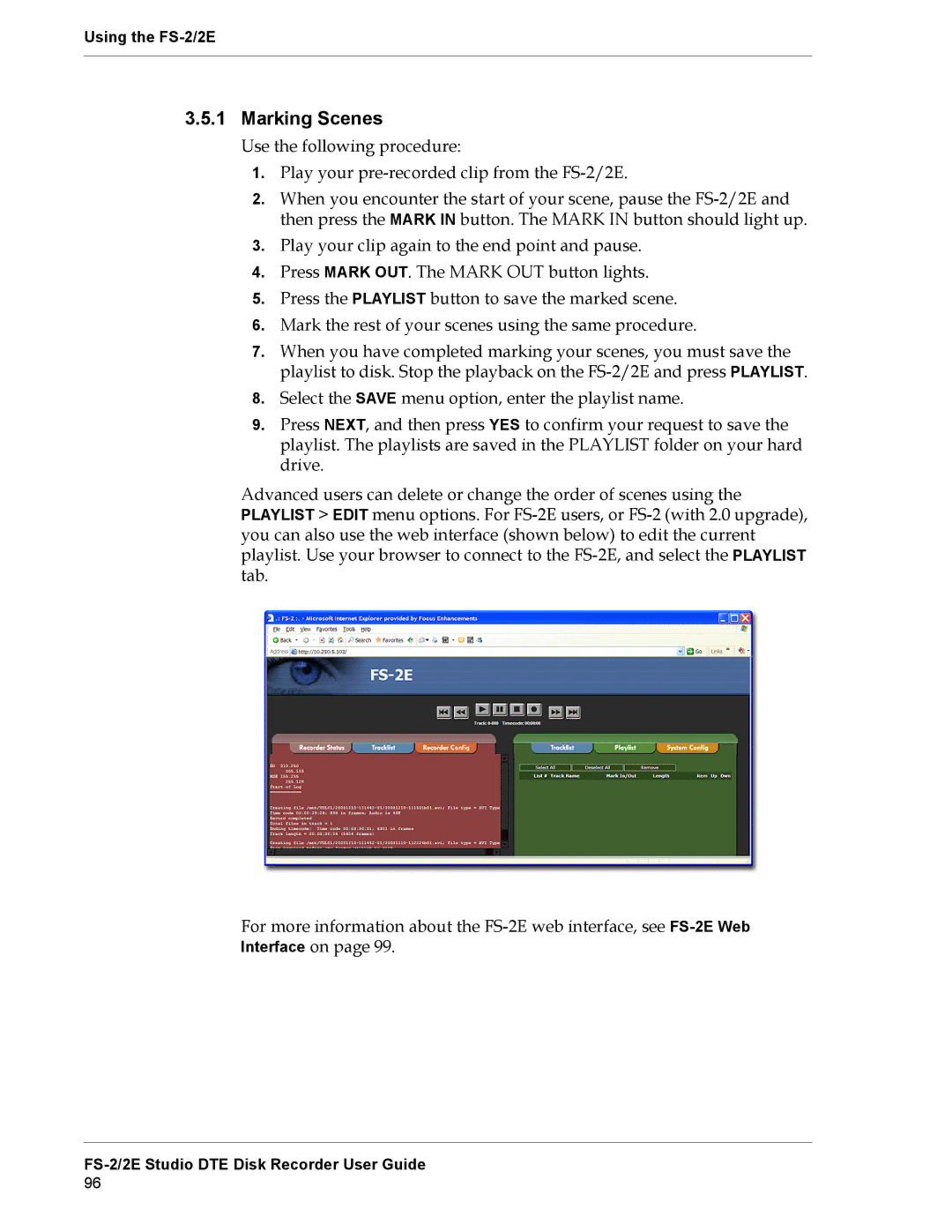 FOCUS Enhancements FS-2E manual Marking Scenes 