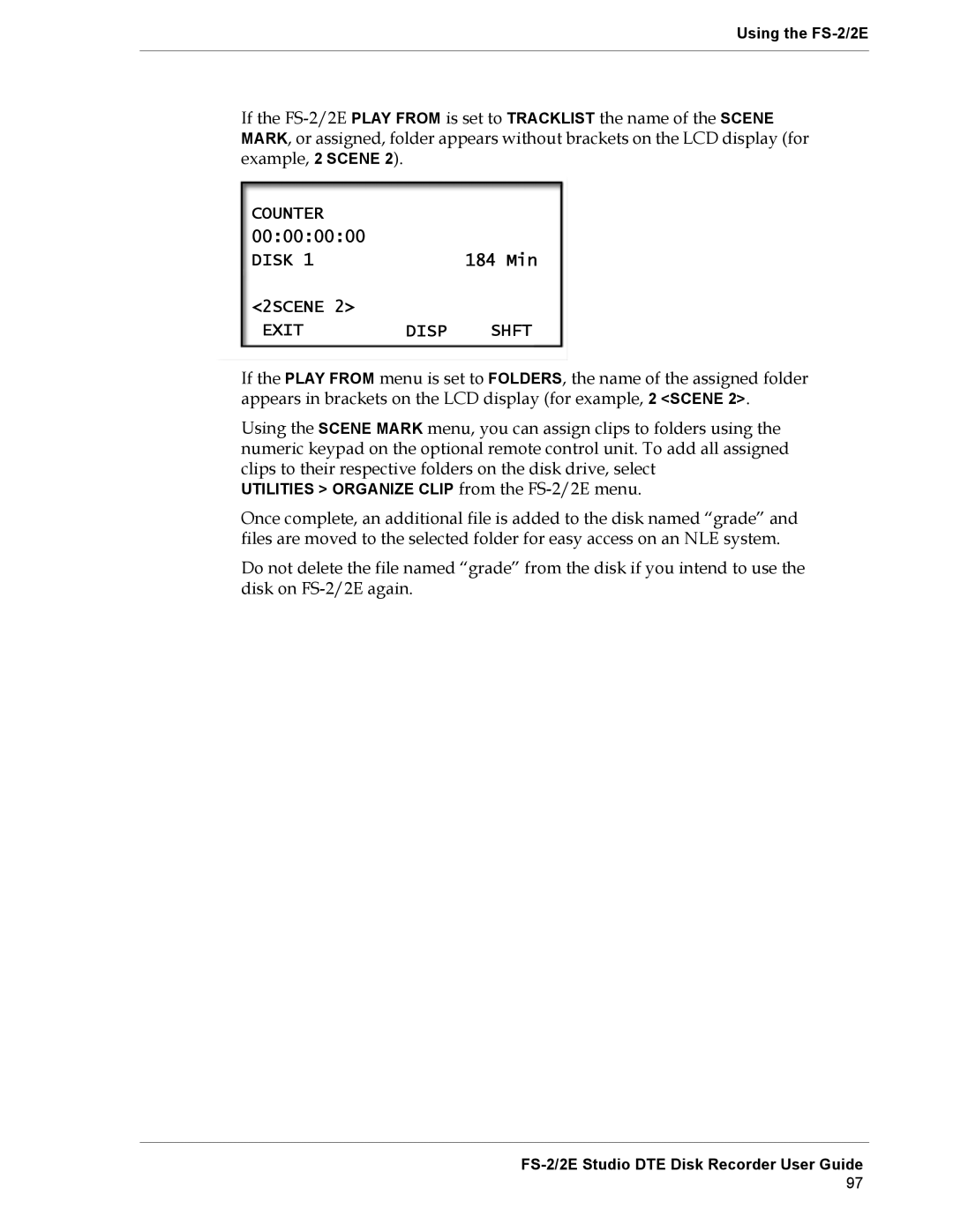 FOCUS Enhancements FS-2E manual Counter, Exit Disp Shft 