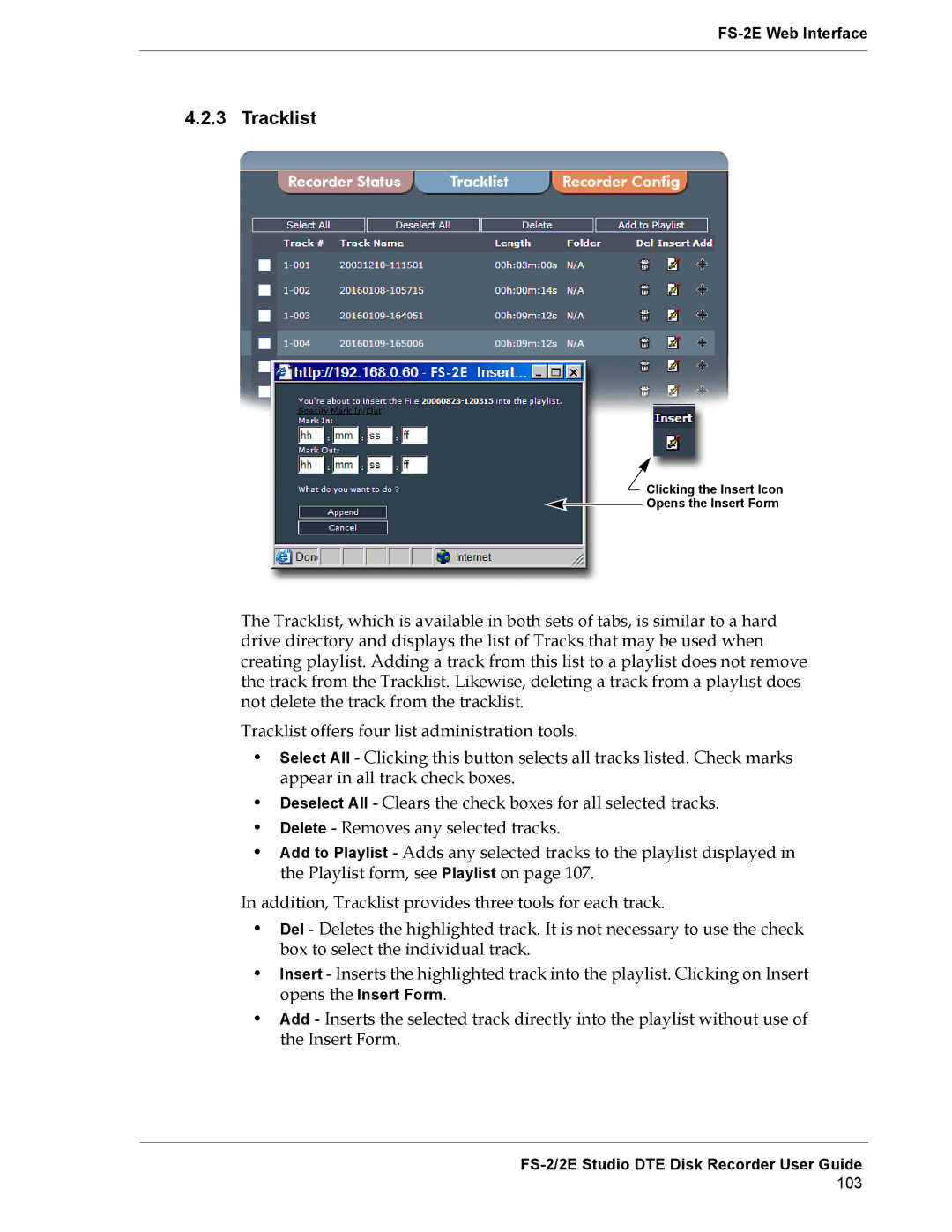 FOCUS Enhancements FS-2E manual Tracklist 