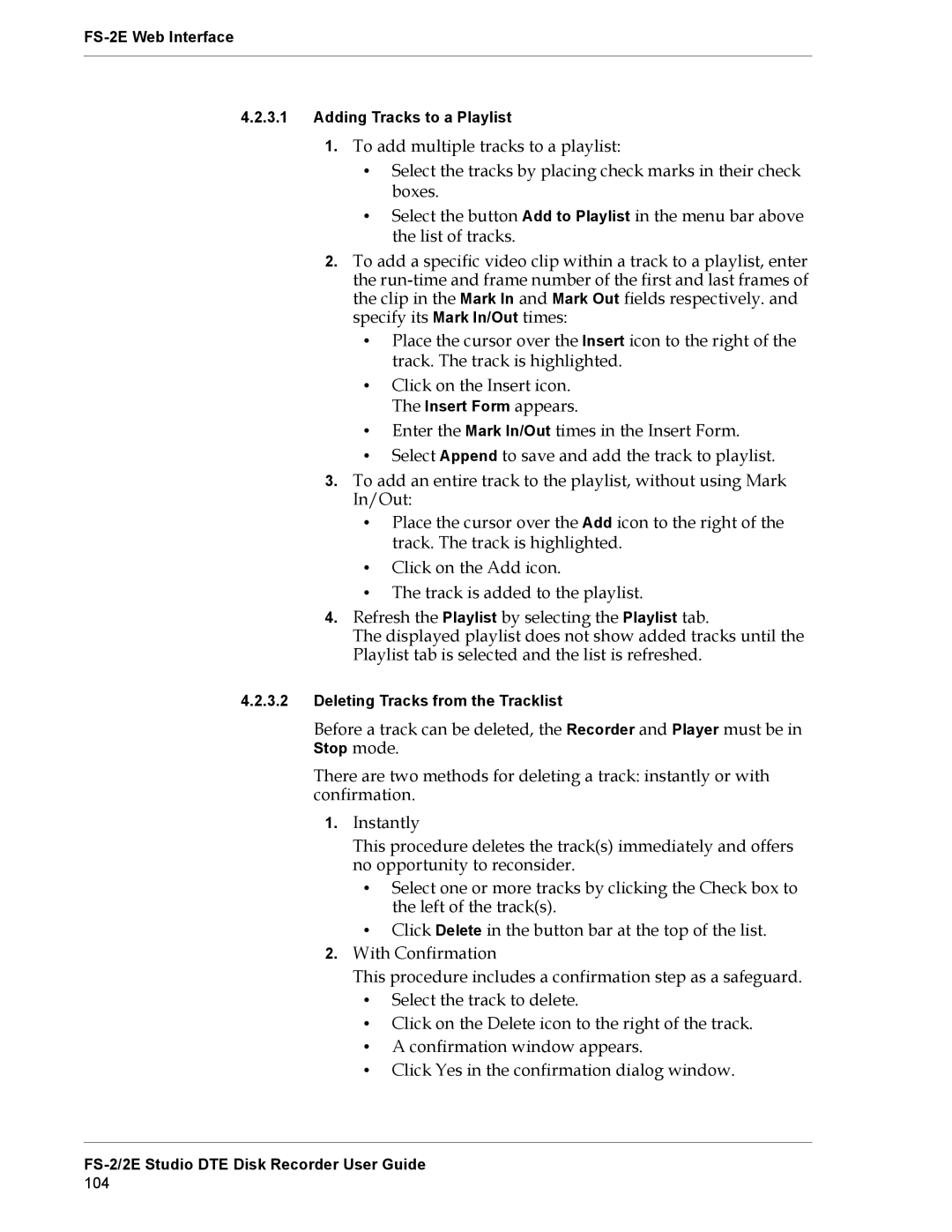 FOCUS Enhancements manual FS-2E Web Interface Adding Tracks to a Playlist 