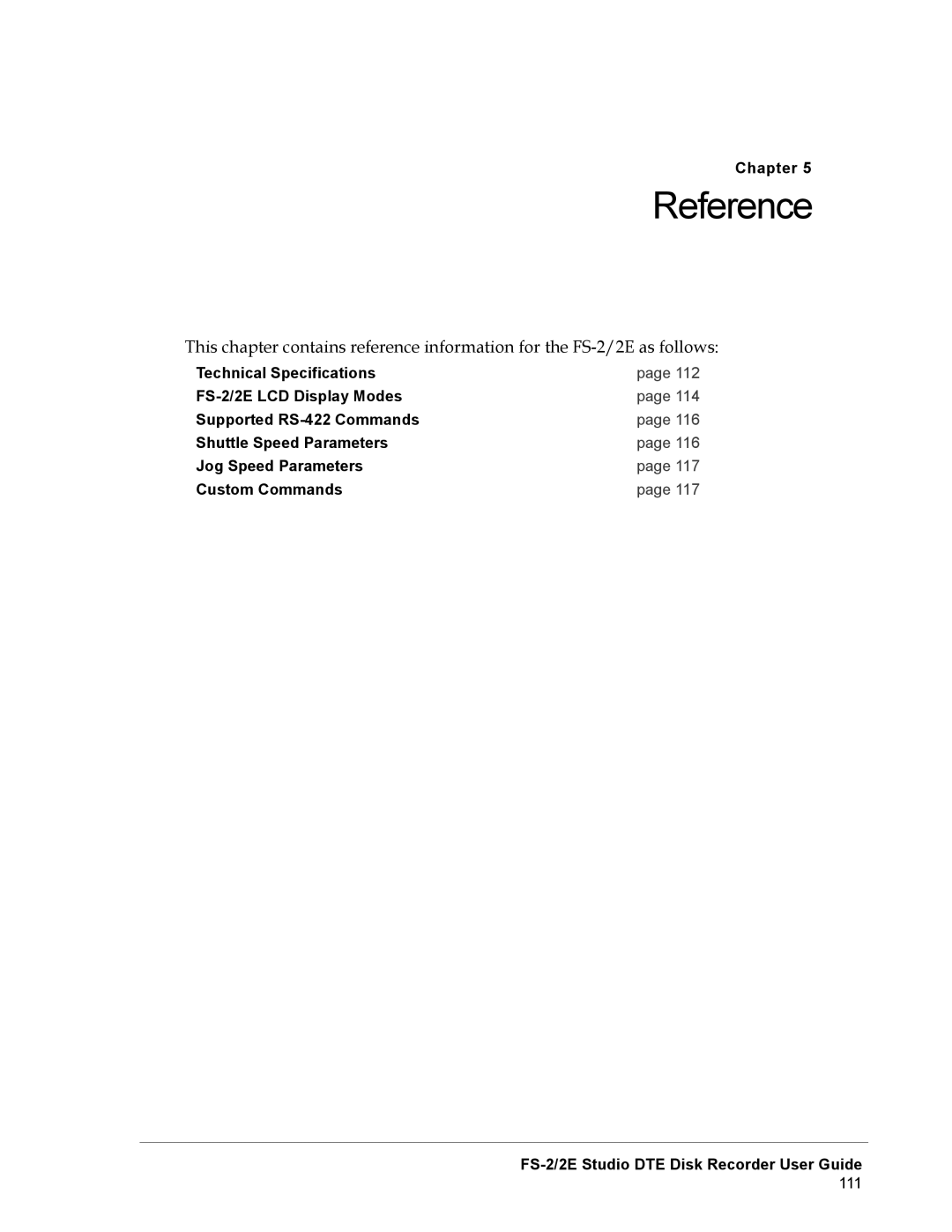 FOCUS Enhancements FS-2E manual Reference 