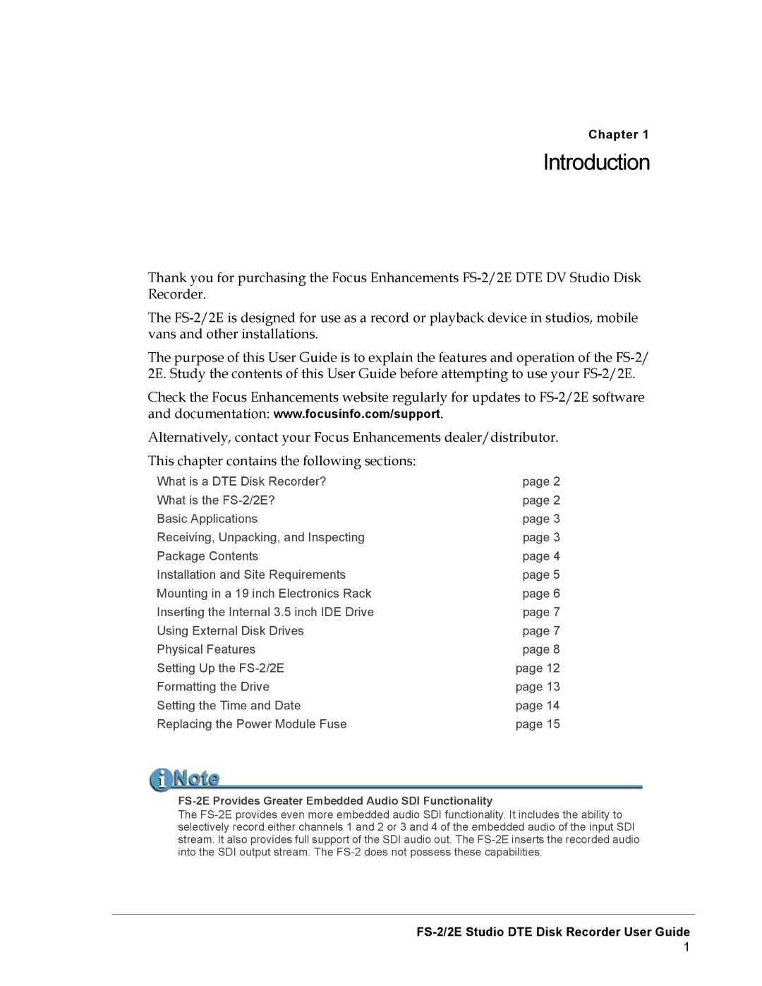 FOCUS Enhancements FS-2E manual Introduction 