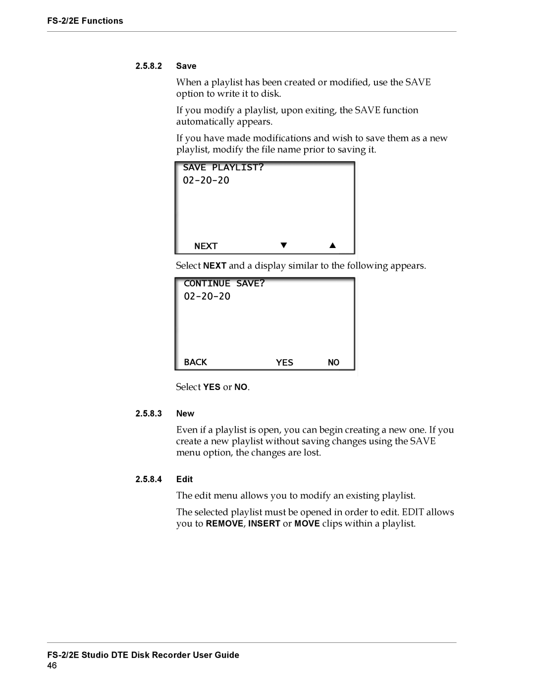 FOCUS Enhancements FS-2E manual Next, Back YES 