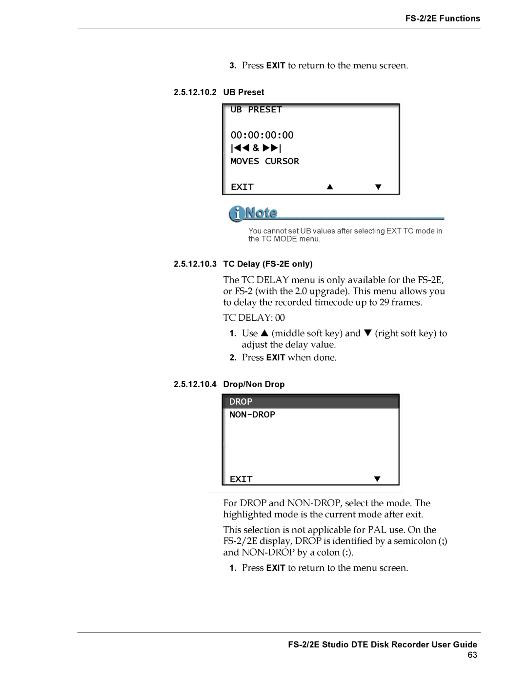 FOCUS Enhancements FS-2E manual UB Preset, Drop, NON-DROP Exit 