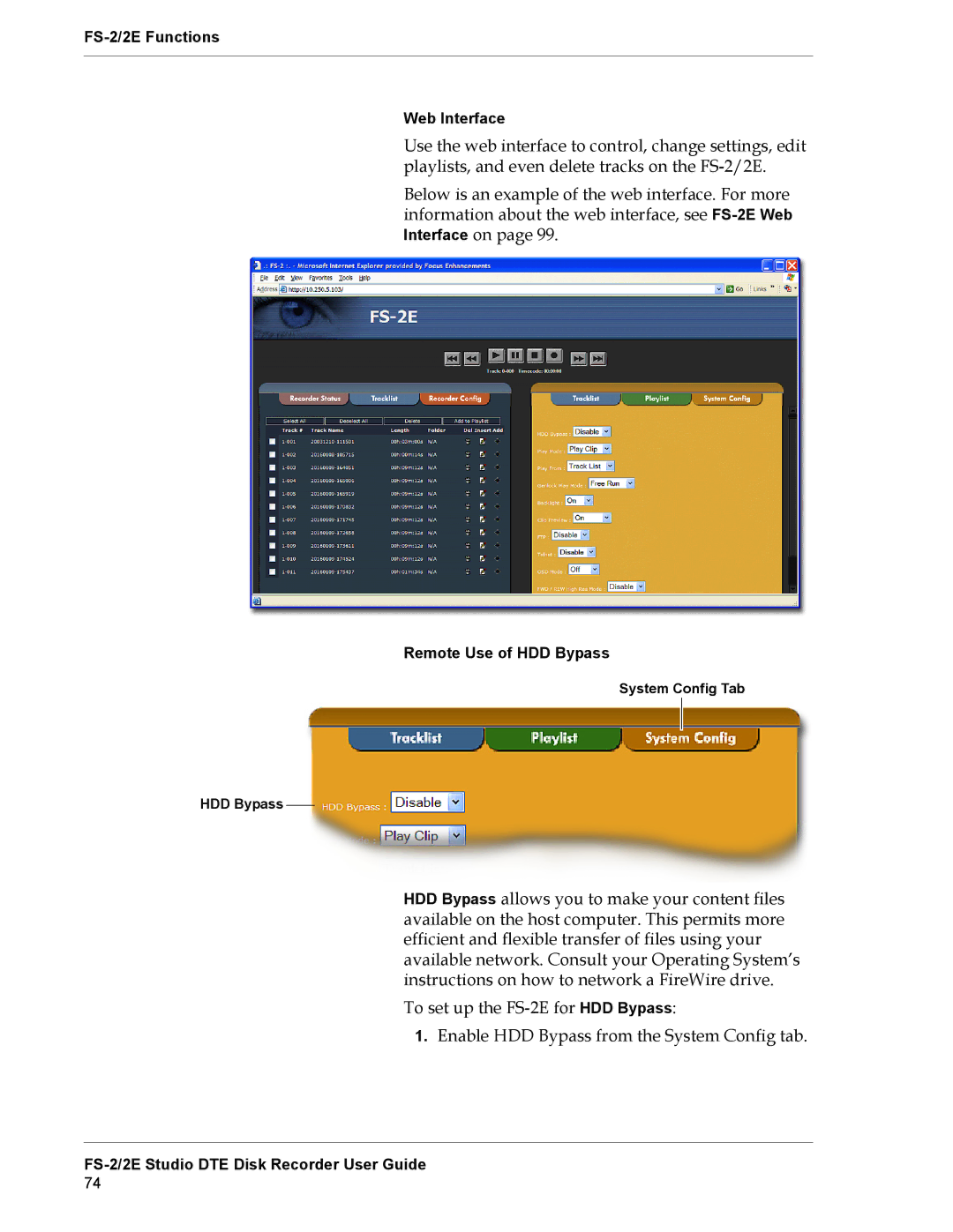 FOCUS Enhancements FS-2E manual FS-2/2E Functions Web Interface 