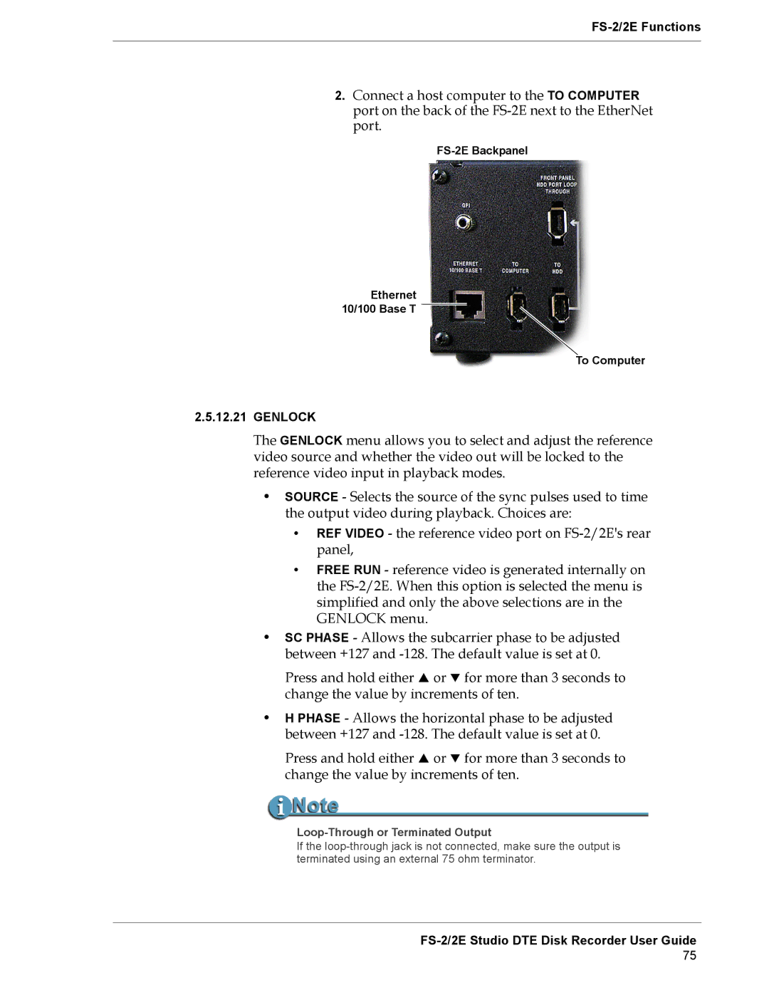 FOCUS Enhancements FS-2E manual Genlock 