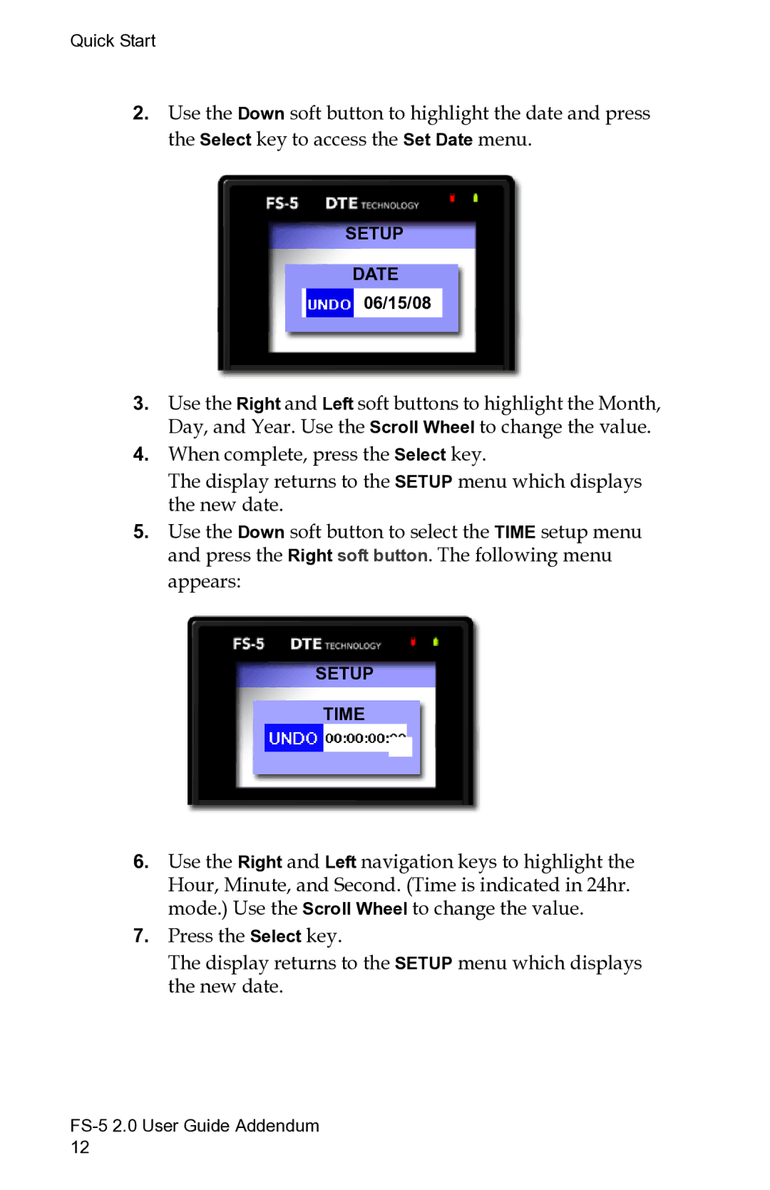 FOCUS Enhancements FS-5 2.0 manual Setup Time 