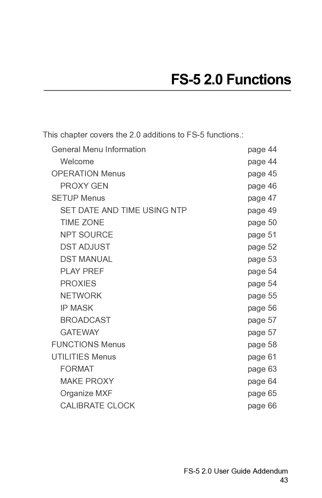 FOCUS Enhancements manual FS-5 2.0 Functions 