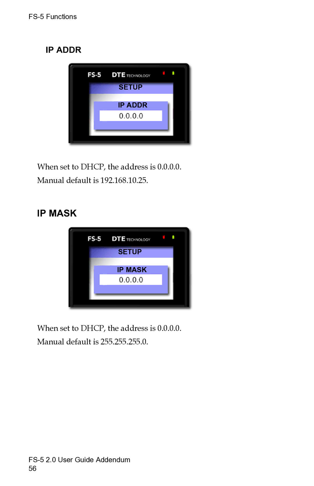 FOCUS Enhancements FS-5 2.0 manual IP Mask 