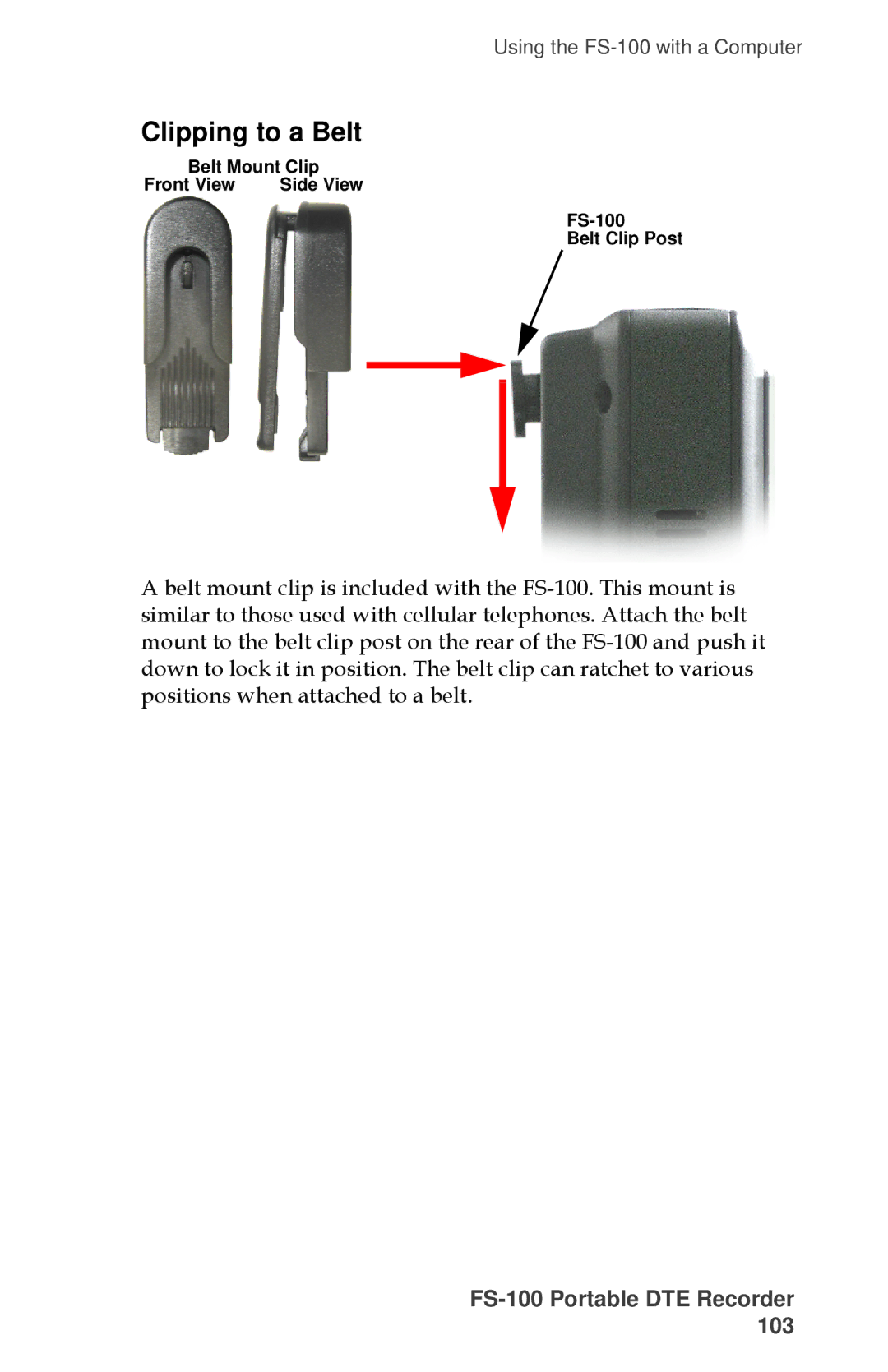 FOCUS Enhancements MANL-1023-08 manual Clipping to a Belt 