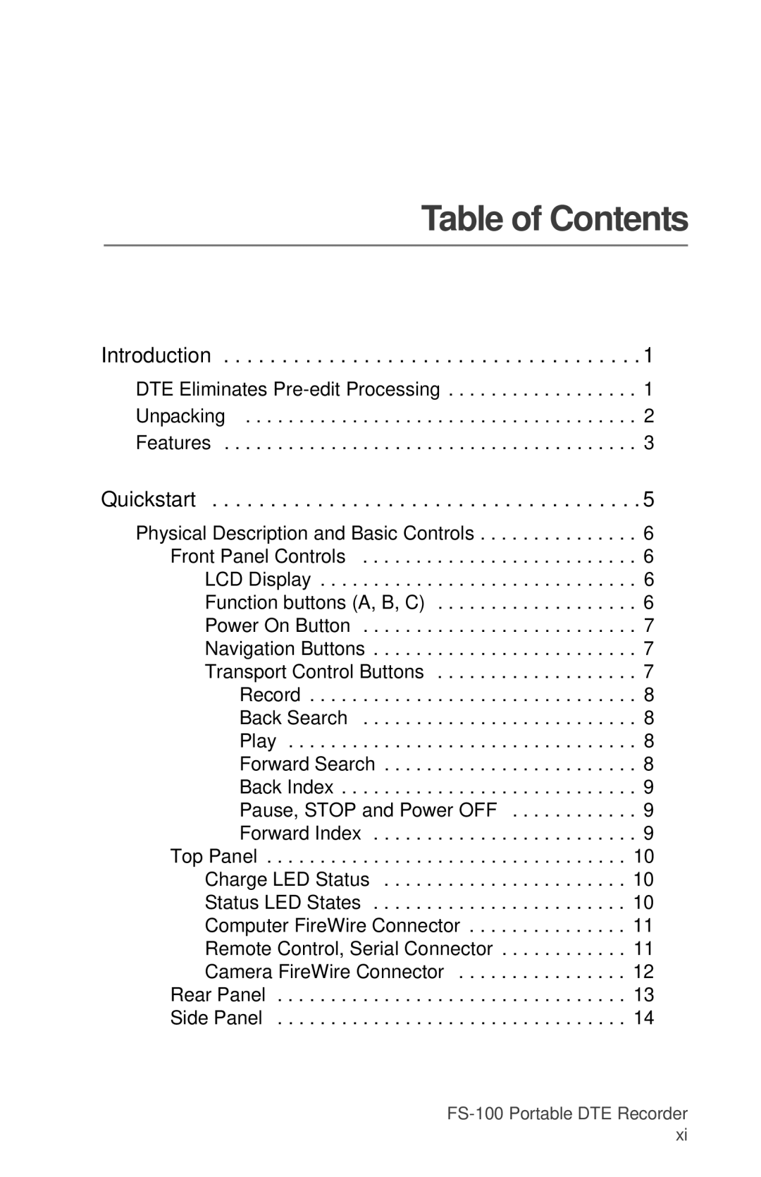 FOCUS Enhancements MANL-1023-08 manual Table of Contents 