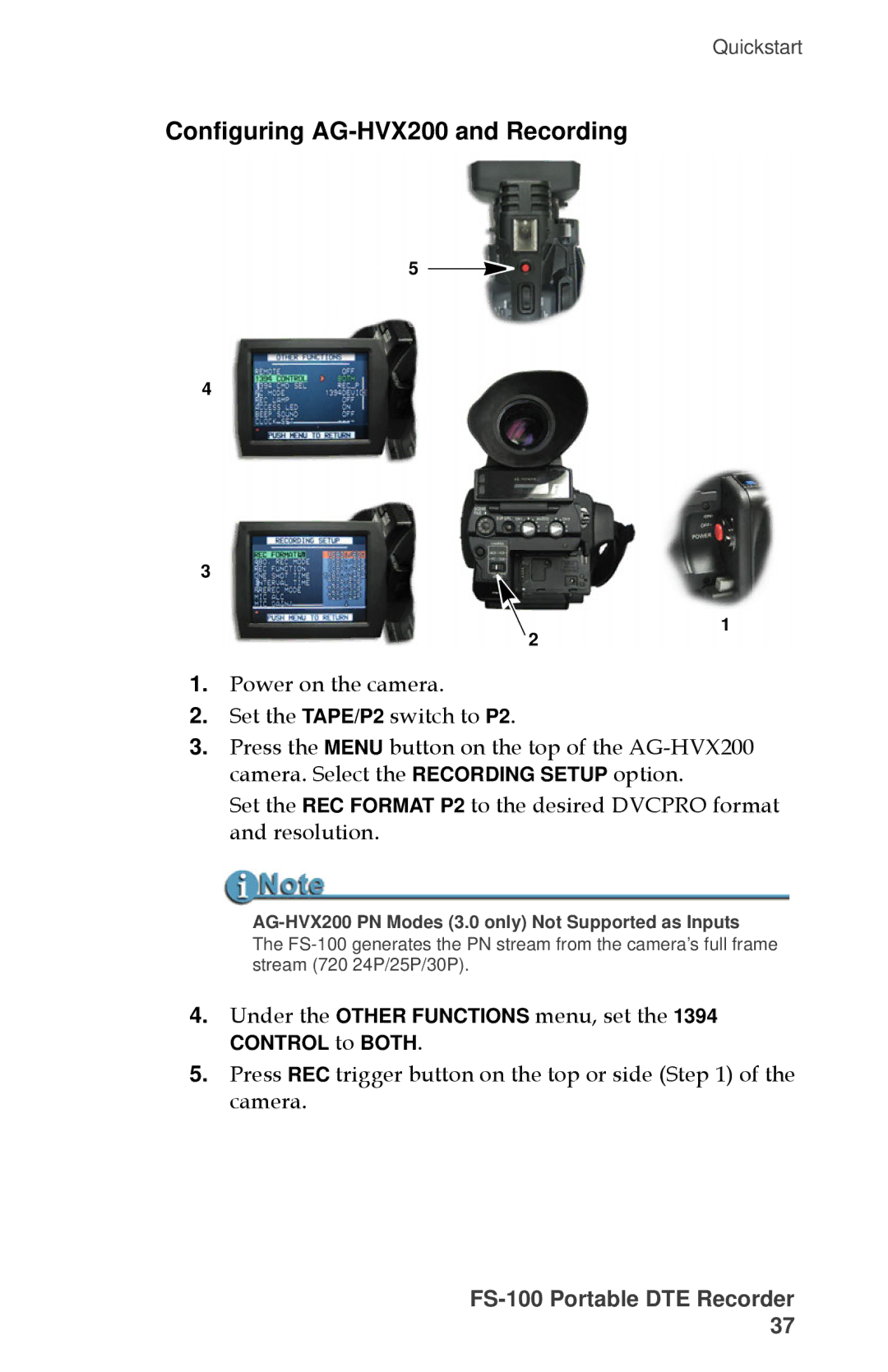 FOCUS Enhancements MANL-1023-08 manual Configuring AG-HVX200 and Recording 