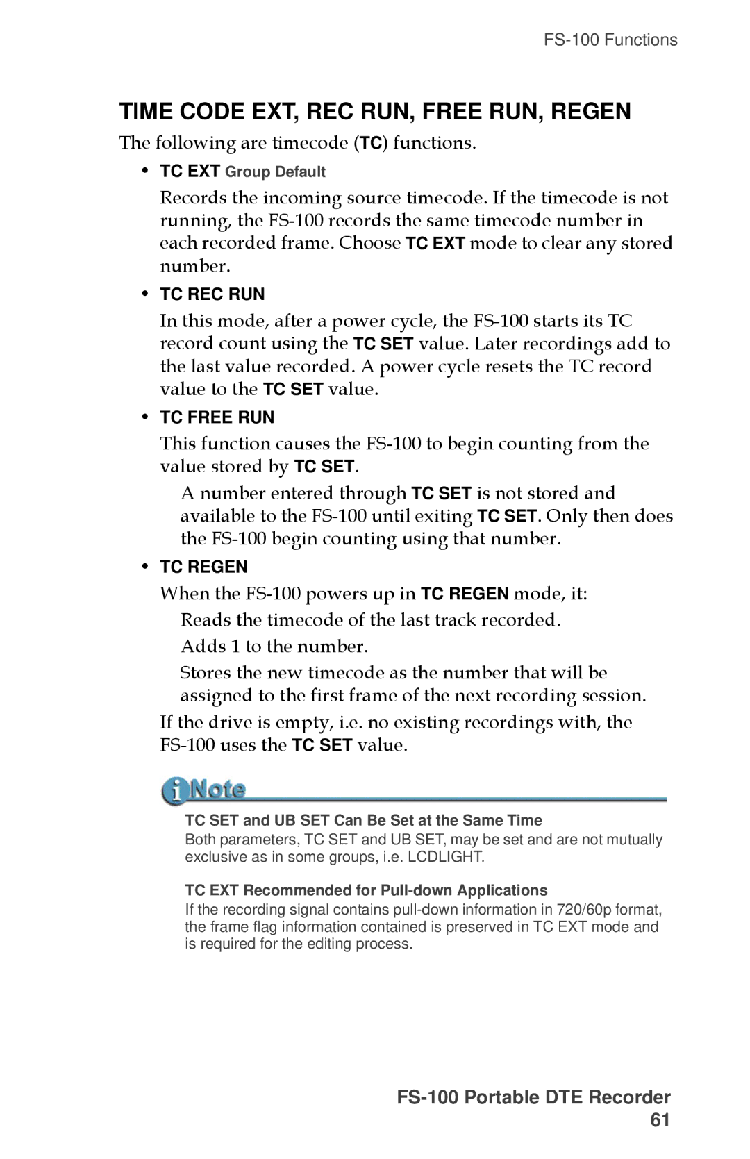 FOCUS Enhancements MANL-1023-08 manual TC SET and UB SET Can Be Set at the Same Time 