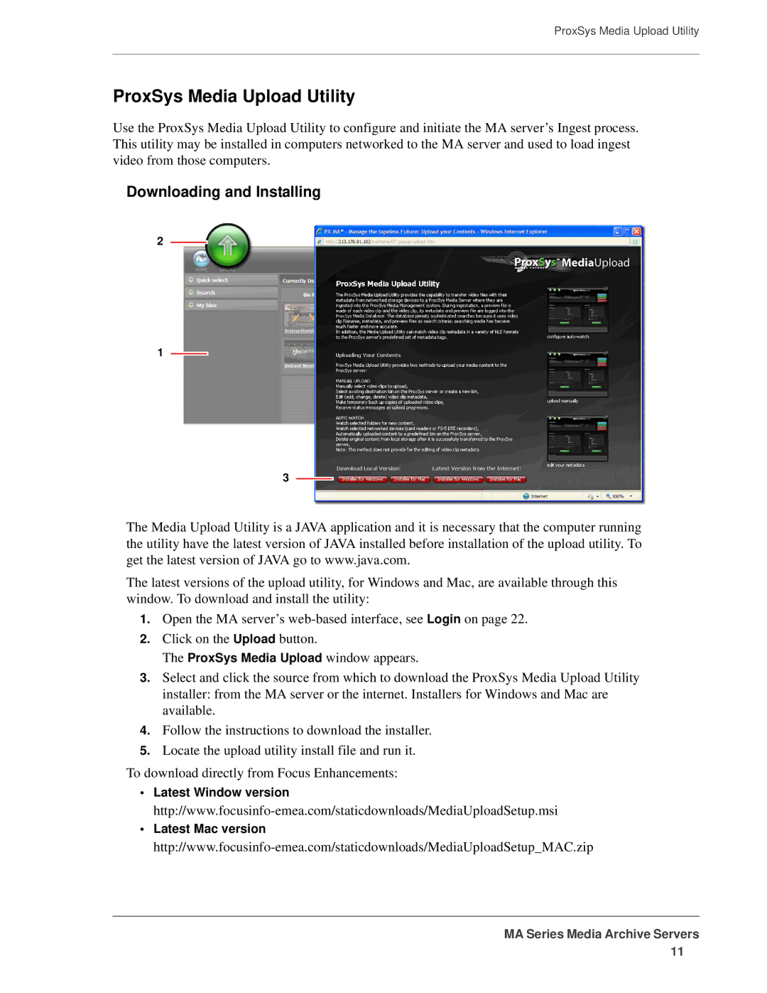 FOCUS Enhancements MANL-1161-04 manual ProxSys Media Upload Utility, Downloading and Installing 