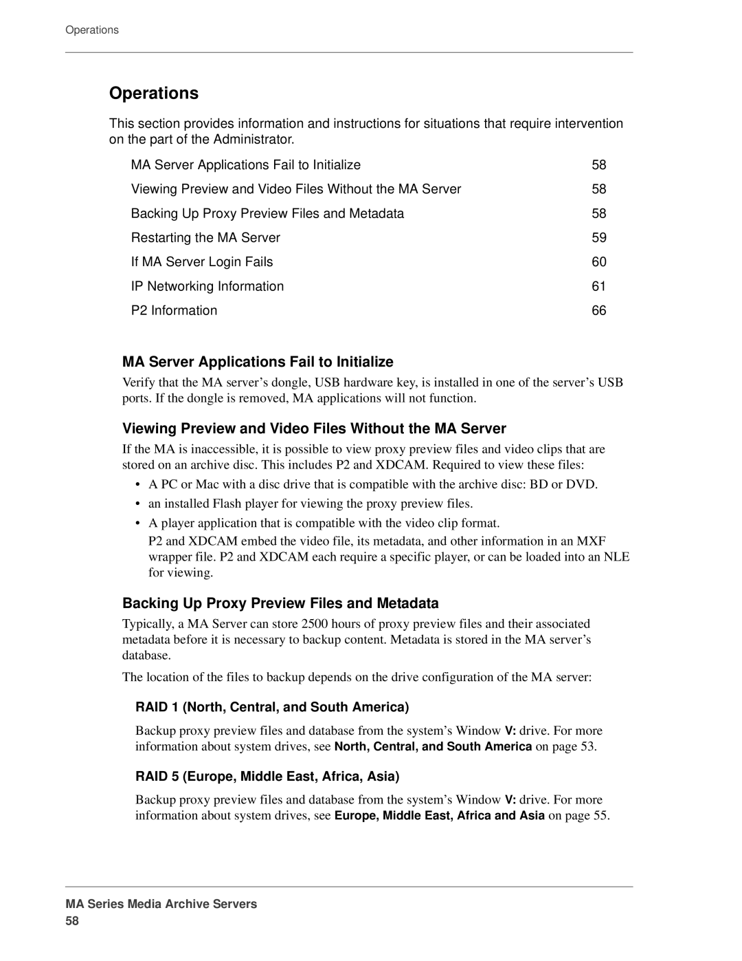 FOCUS Enhancements MANL-1161-04 manual Operations, MA Server Applications Fail to Initialize 