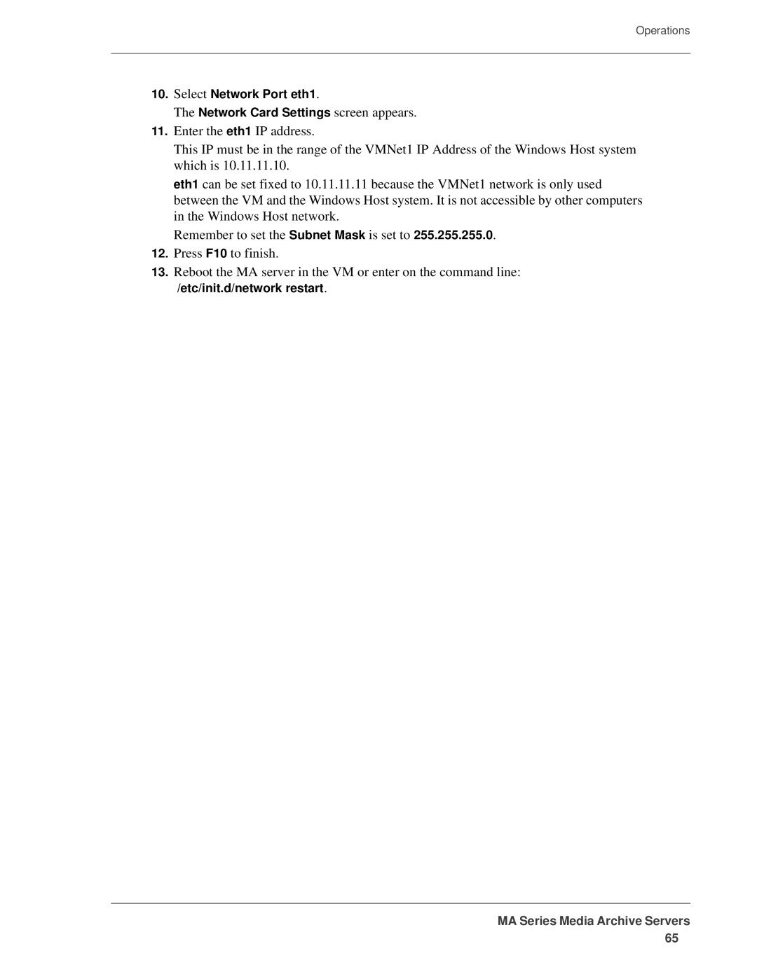 FOCUS Enhancements MANL-1161-04 manual Etc/init.d/network restart 