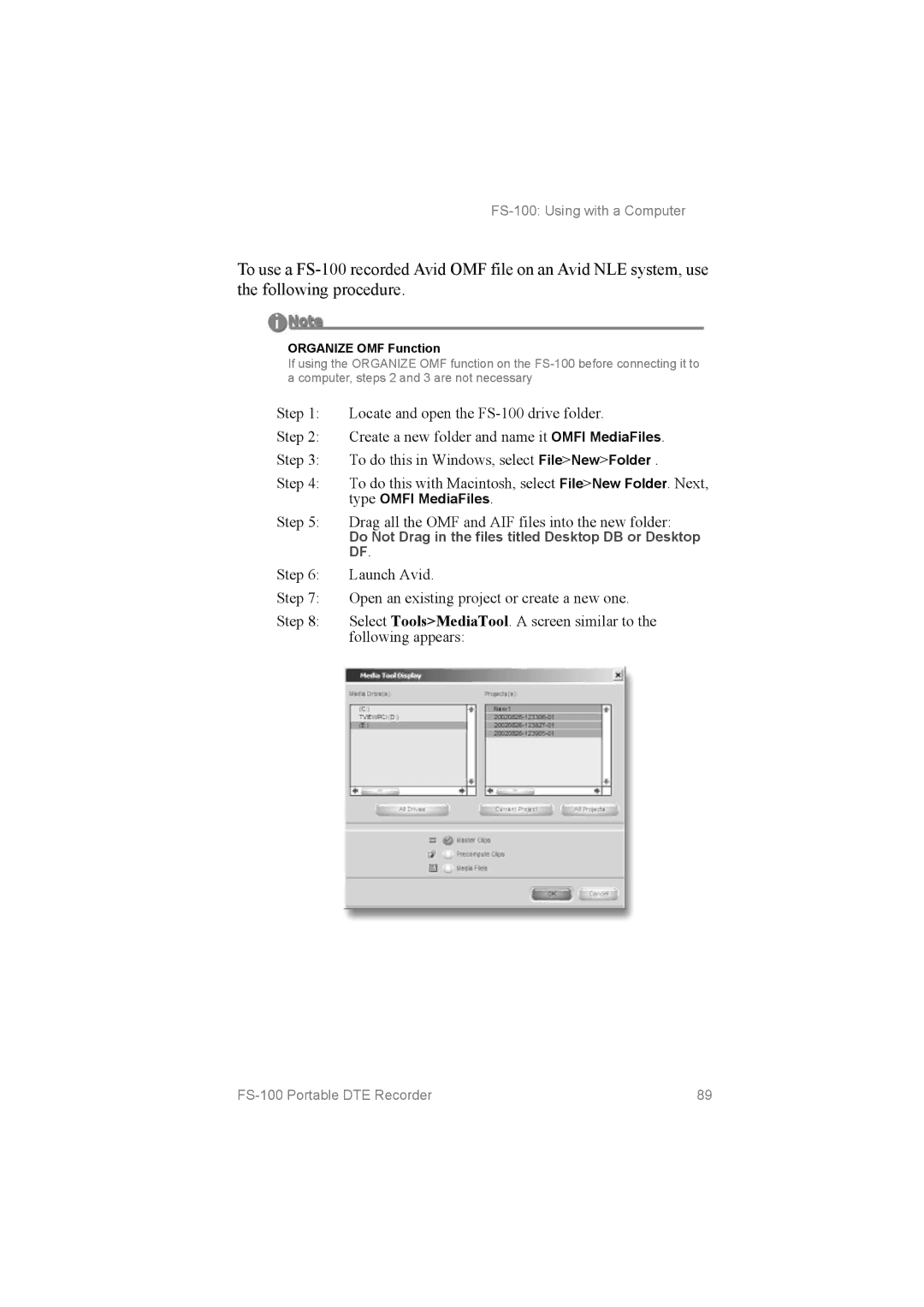 FOCUS Enhancements FS100, MANL102306 manual Organize OMF Function 