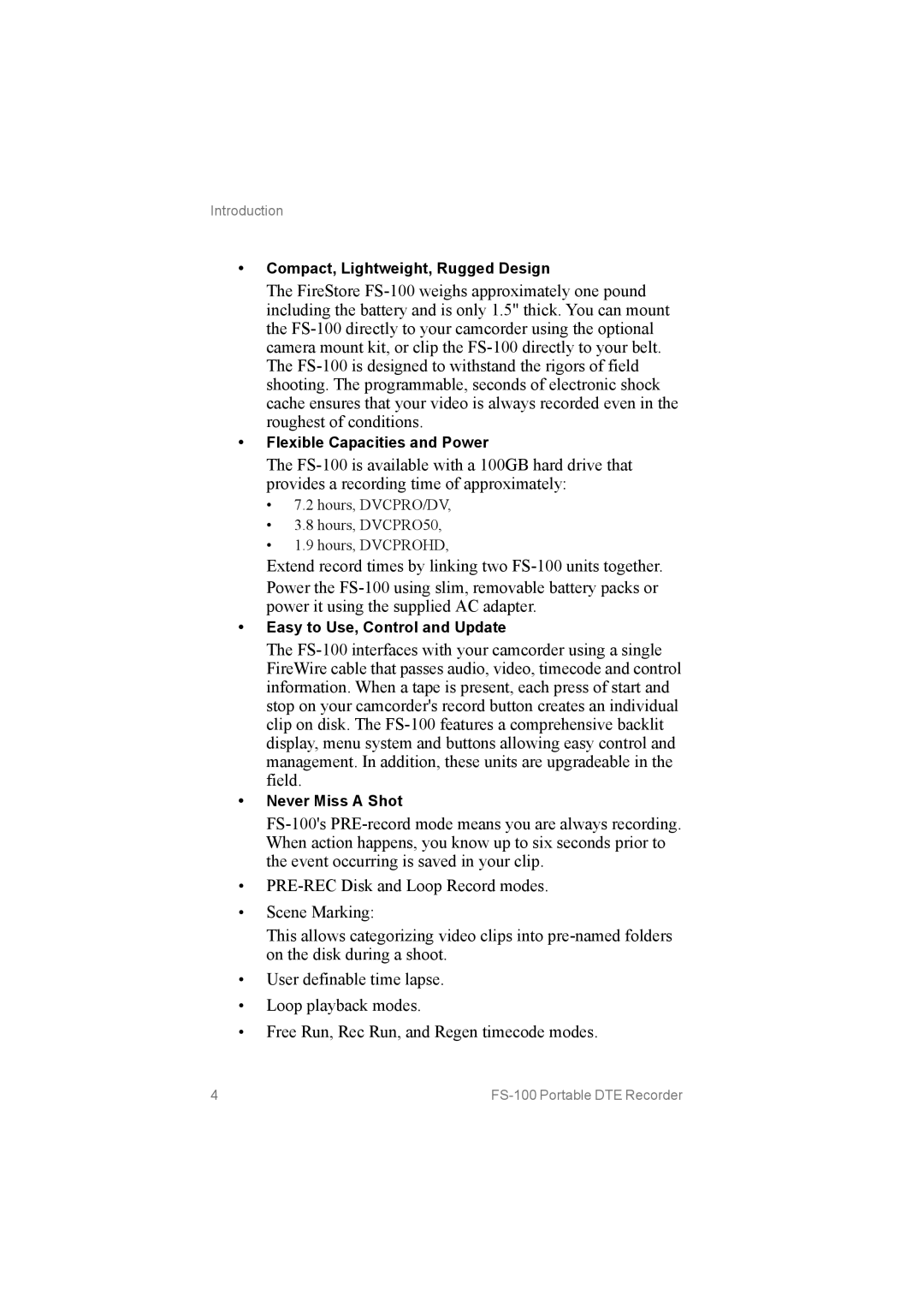 FOCUS Enhancements MANL102306, FS100 manual Compact, Lightweight, Rugged Design 