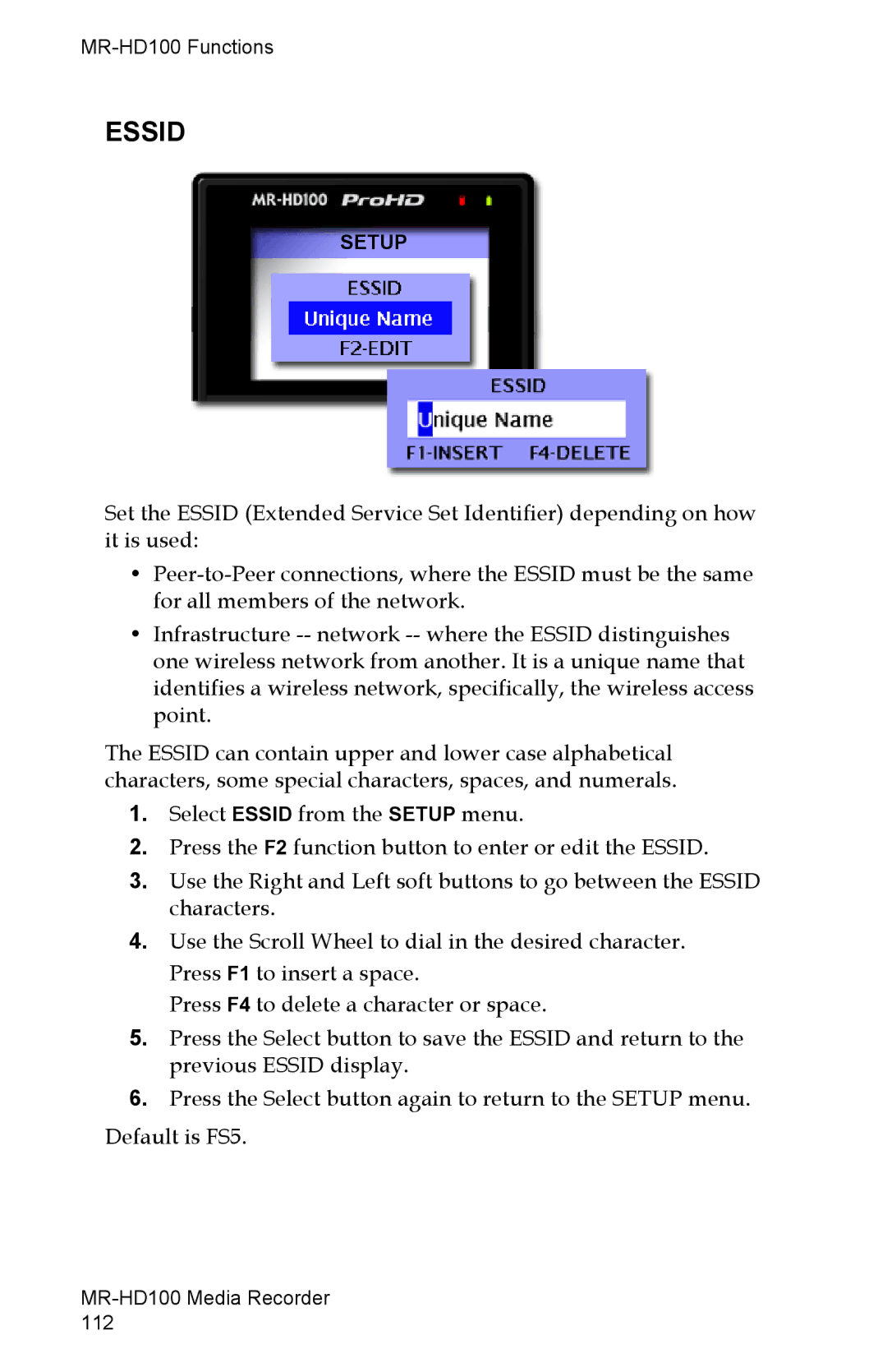 FOCUS Enhancements MR-HD100 manual Essid 