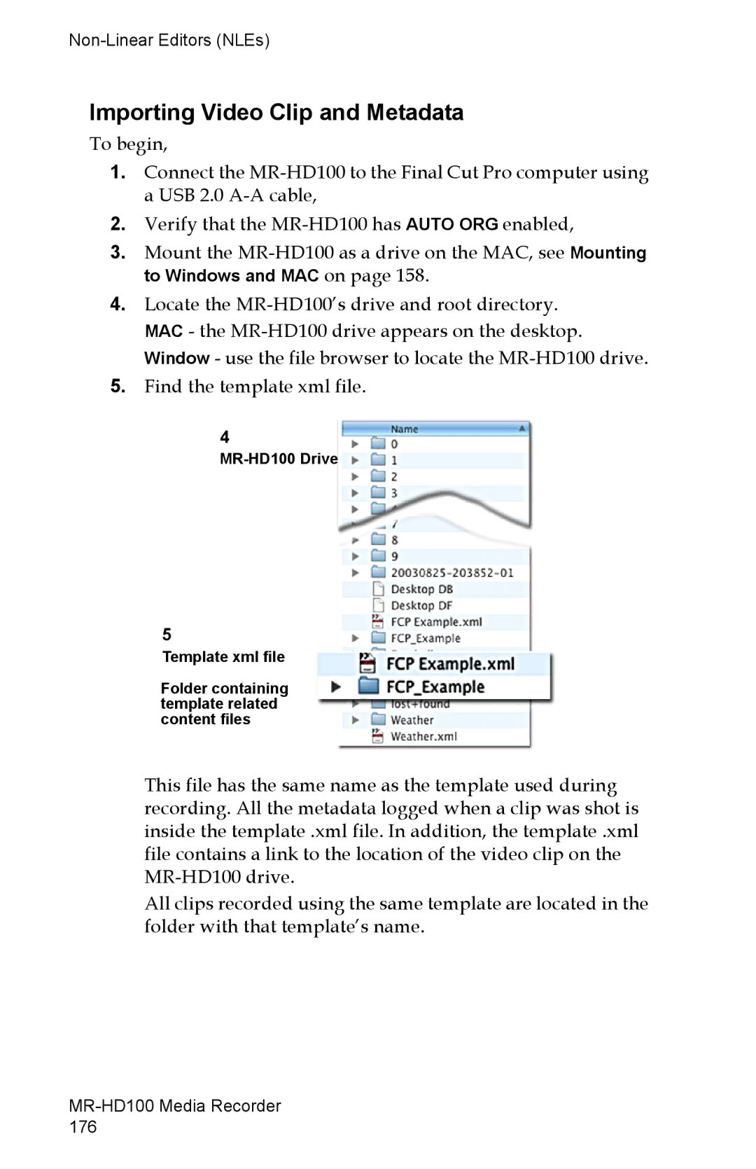 FOCUS Enhancements MR-HD100 manual Importing Video Clip and Metadata 