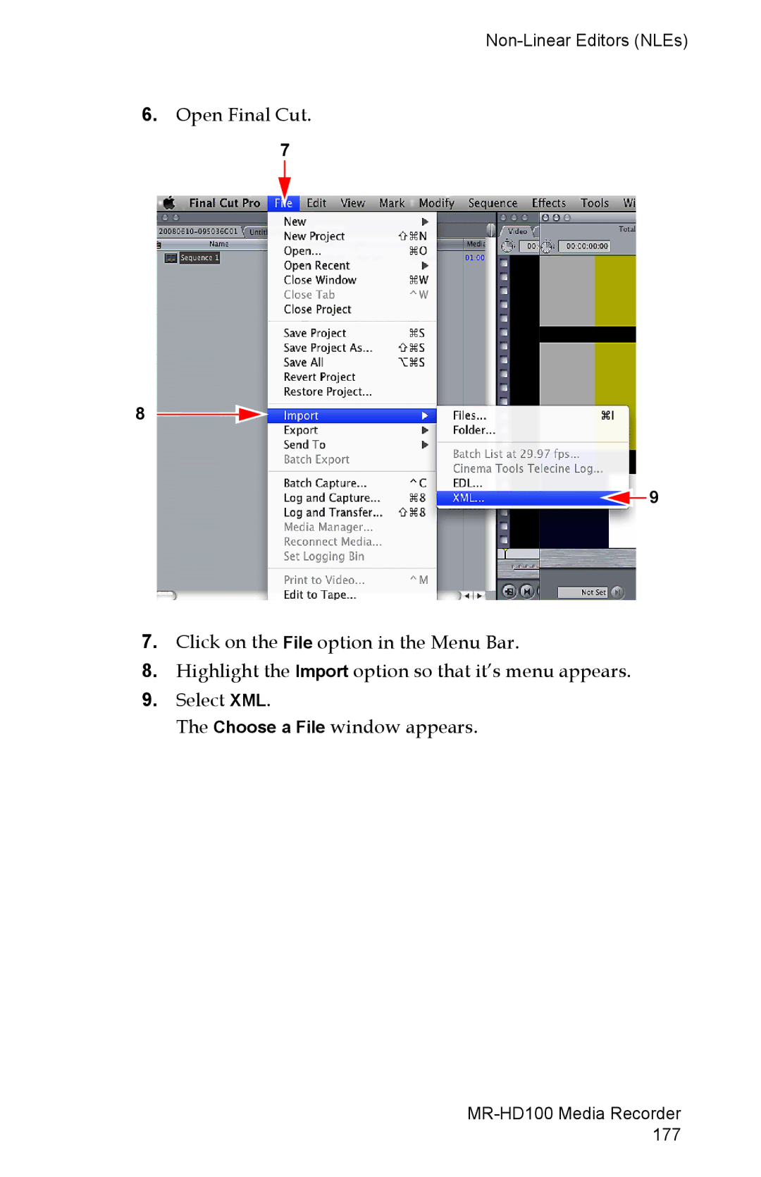 FOCUS Enhancements MR-HD100 manual Non-Linear Editors NLEs 